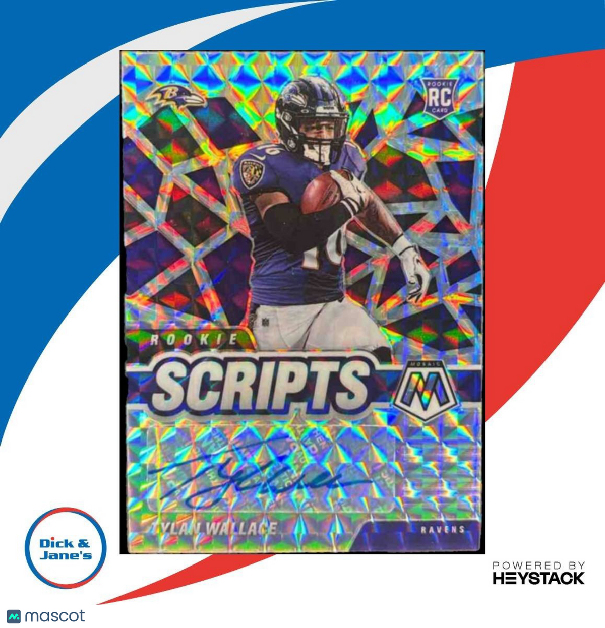 2021 Panini Mosaic Tylan Wallace Rookie Scripts #RS-26 RC Auto Baltimore Ravens