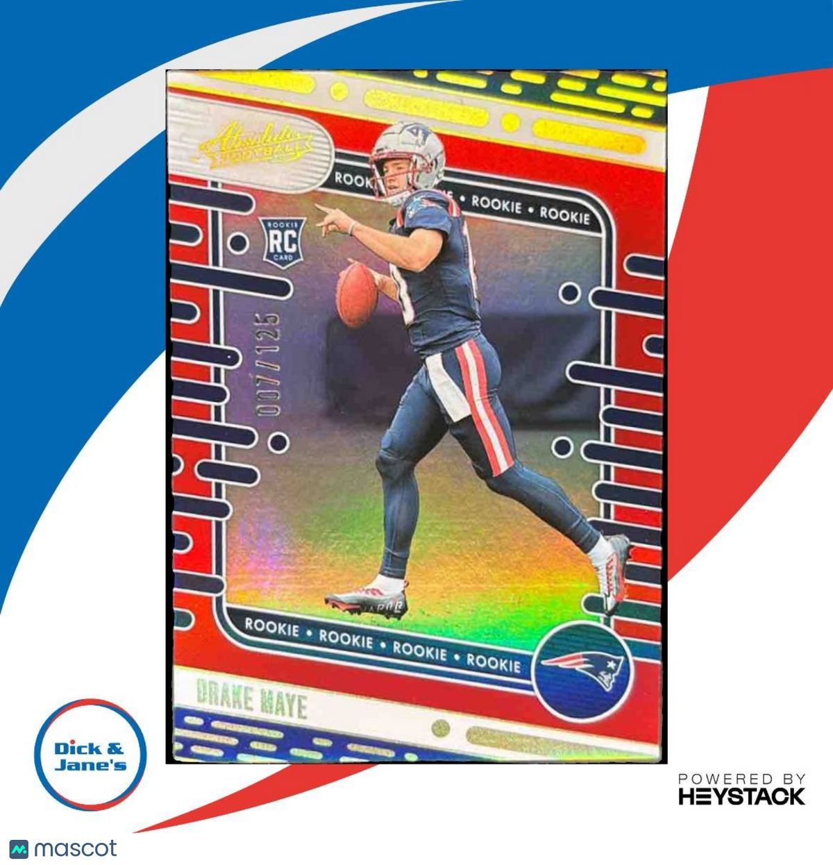 2024 Panini Absolute Drake Maye Red Spectrum 7/125 #103 RC New England Patriots