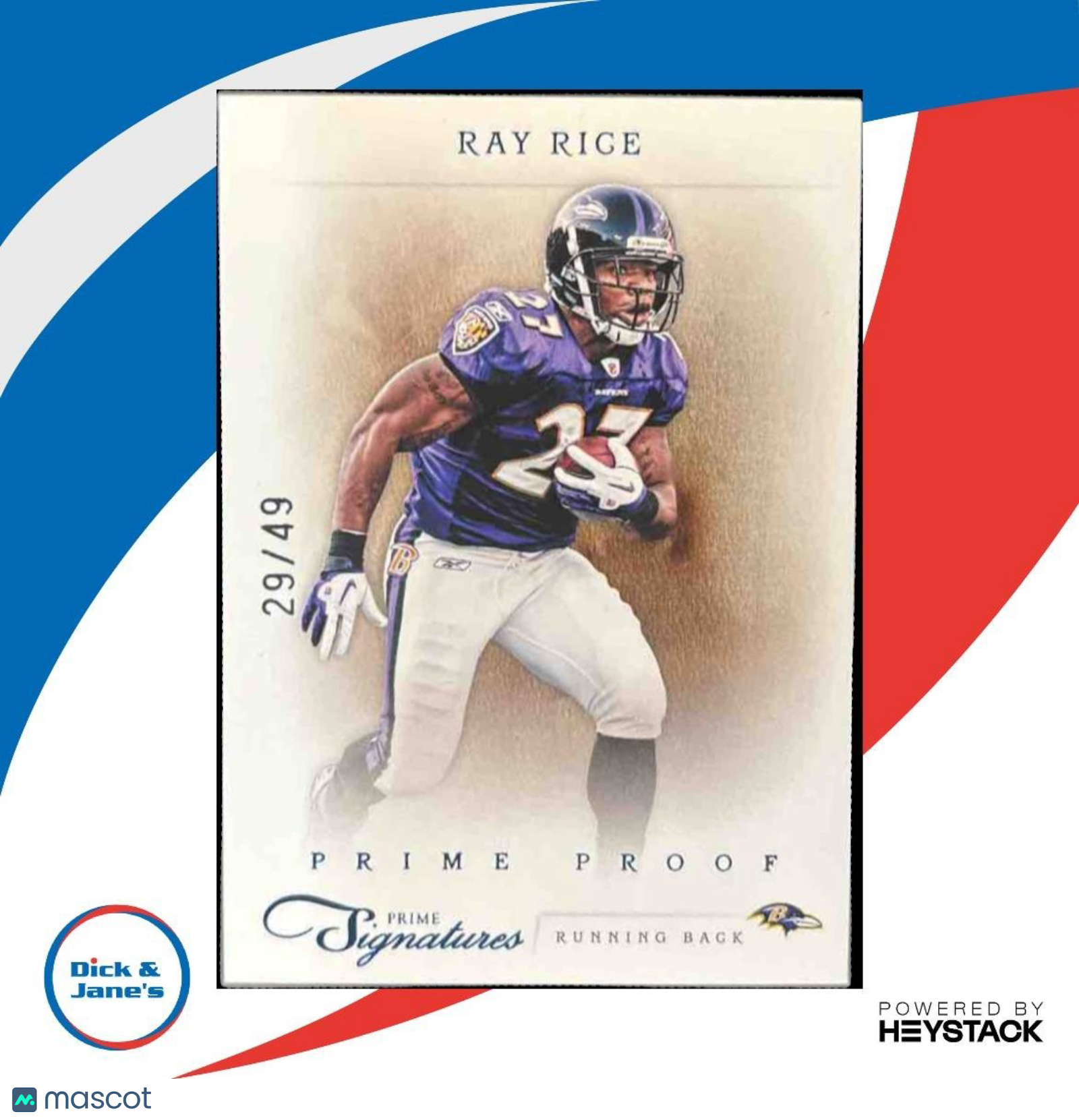2011 Panini Prime Signatures Ray Rice Proof Blue /49 #142 Baltimore Ravens