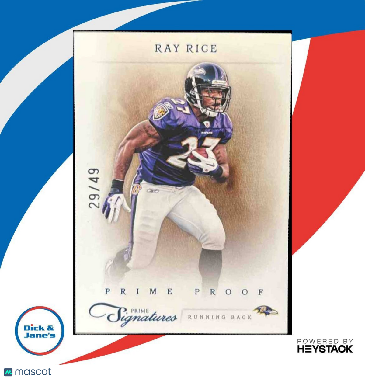 2011 Panini Prime Signatures Ray Rice Proof Blue /49 #142 Baltimore Ravens