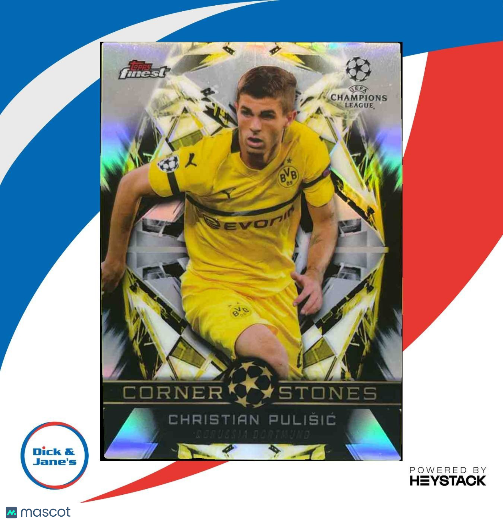 2018 Topps Finest UEFA Champions League Christian Pulisic Cornerstones Borussia