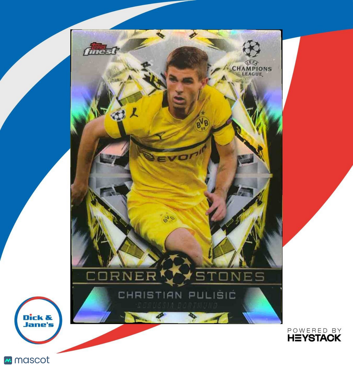2018 Topps Finest UEFA Champions League Christian Pulisic Cornerstones Borussia