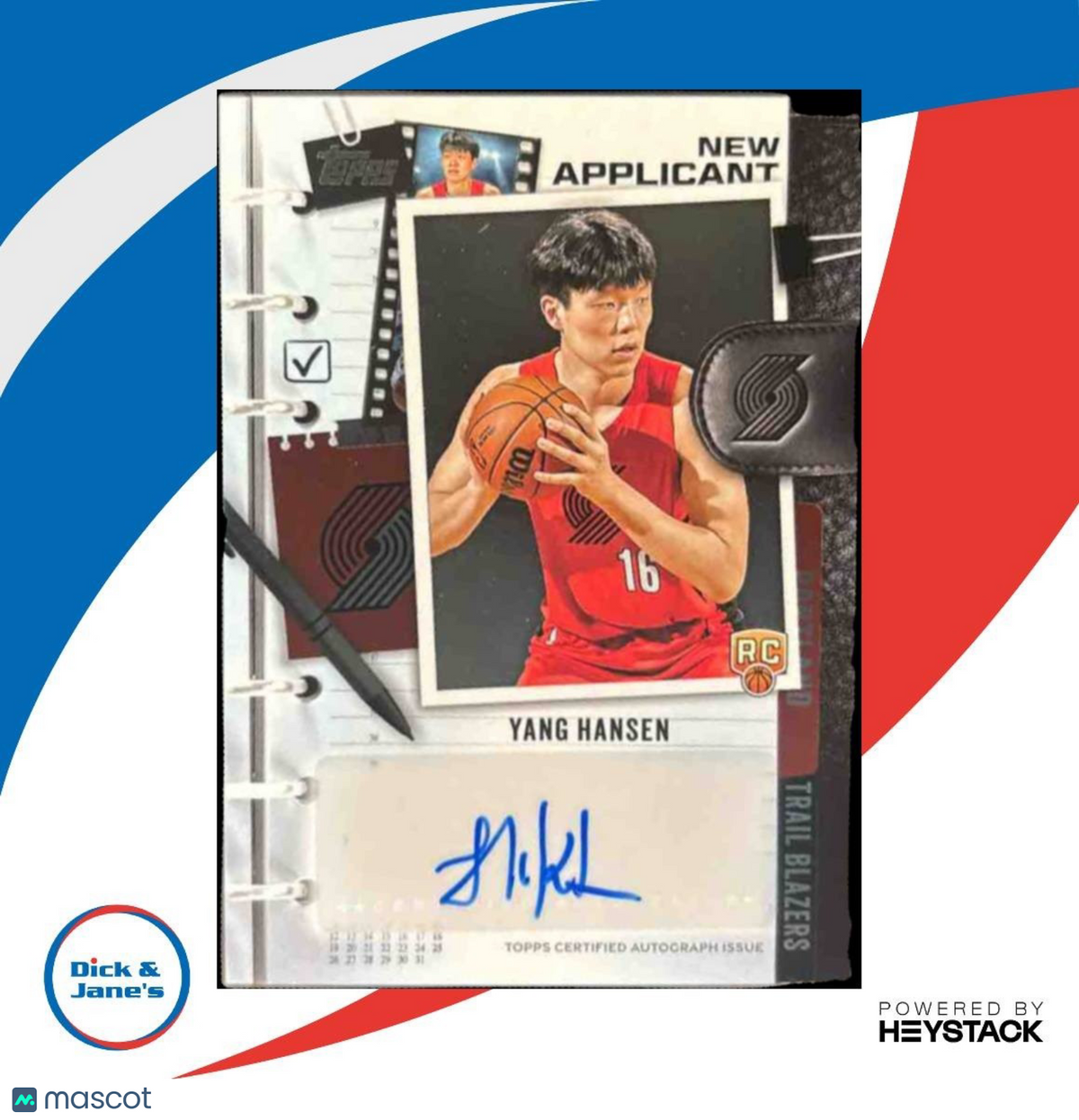 2025-26 Topps Yang Hansen New Applicants Auto #NA-YH RC Portland Trail Blazers