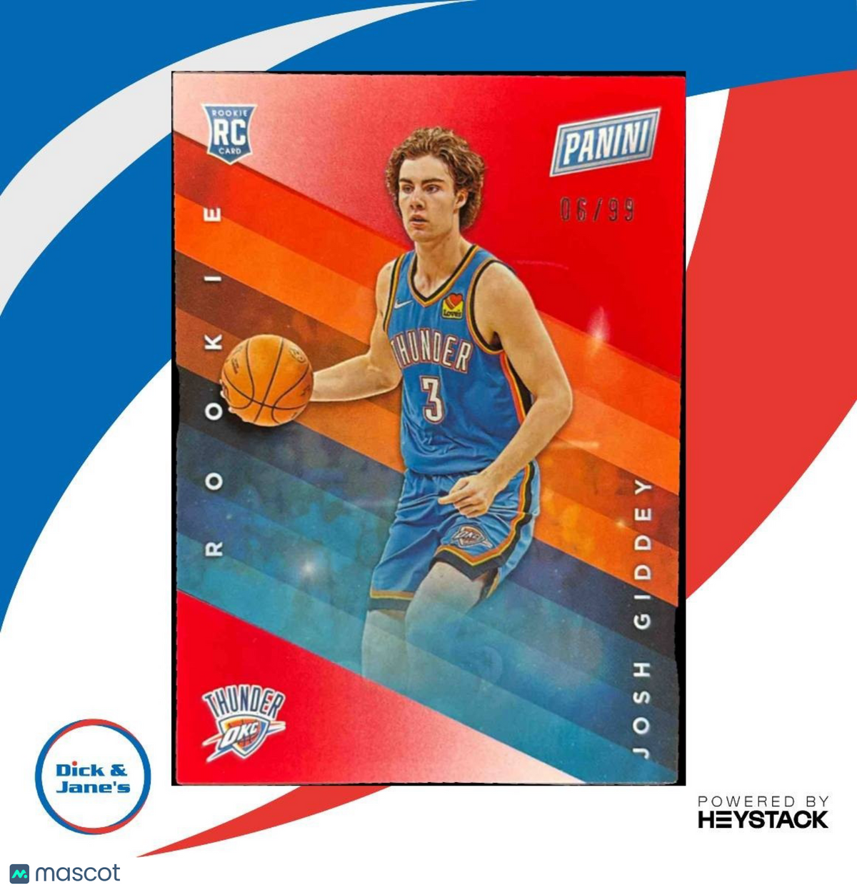 2022 Panini Father's Day Josh Giddey Rookies Red /99 #RC6 Oklahoma City Thunder