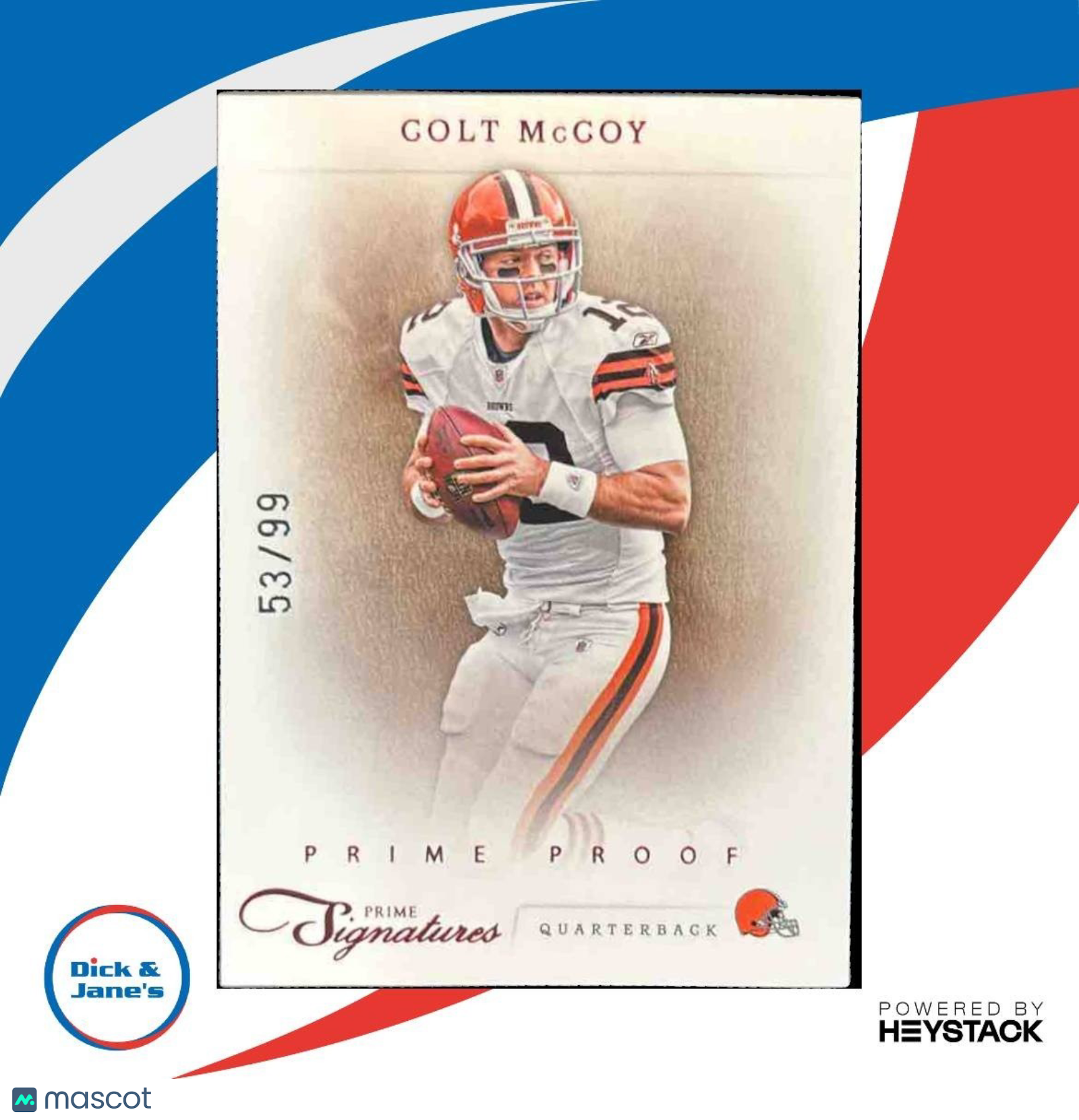 2011 Panini Prime Signatures Colt McCoy Proof Red /99 #34 Cleveland Browns