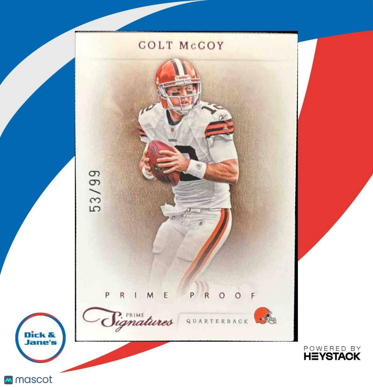 2011 Panini Prime Signatures Colt McCoy Proof Red /99 #34 Cleveland Browns
