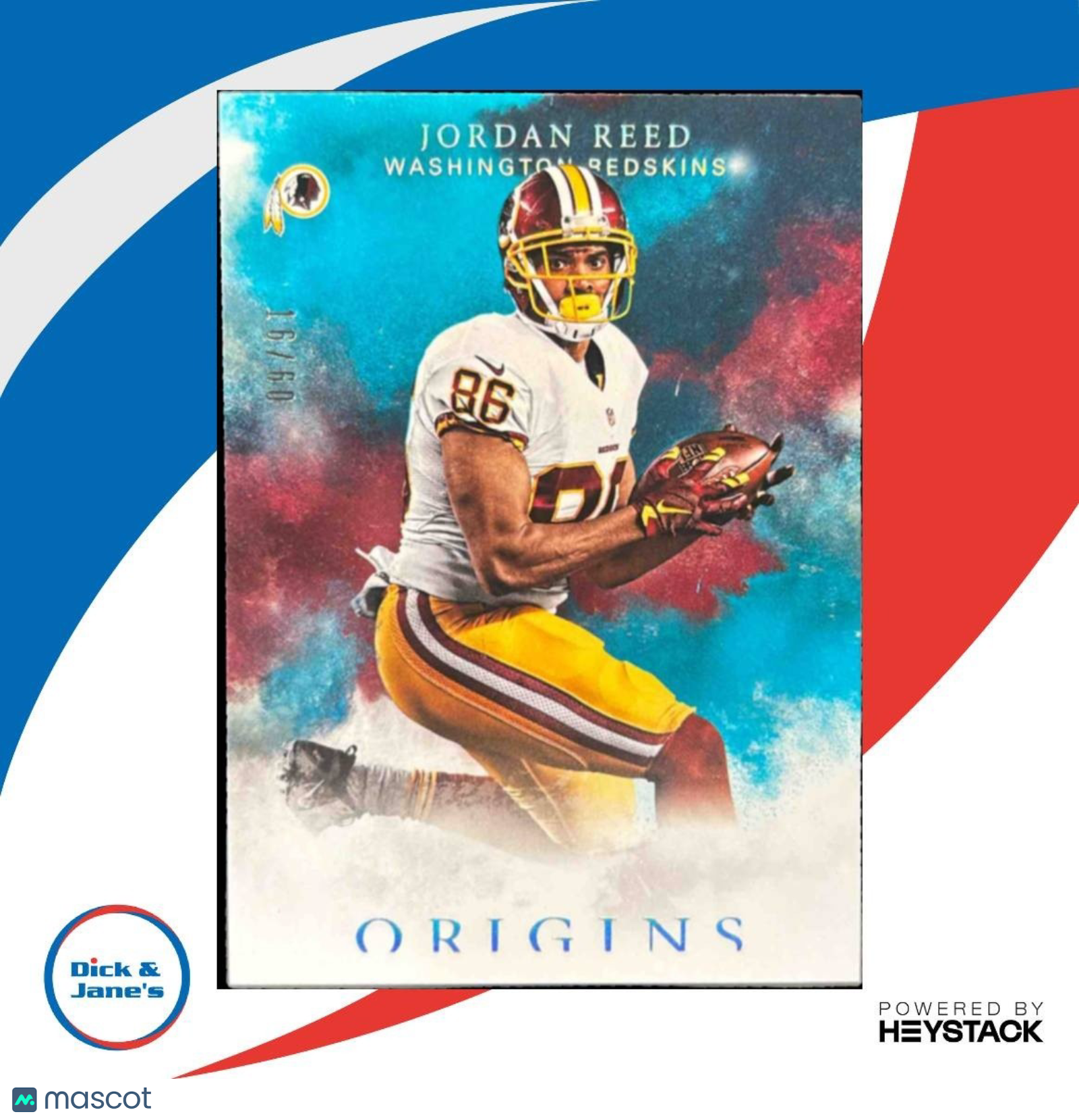 2016 Panini Origins Jordan Reed Turquoise 16/60 #38 Washington Redskins