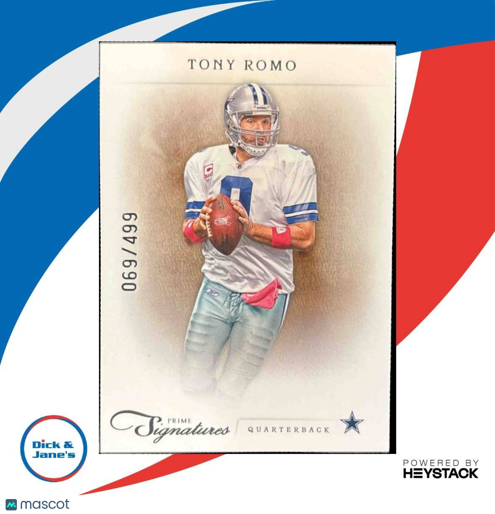 2011 Panini Prime Signatures Tony Romo Proof Red /99 #168 Dallas Cowboys