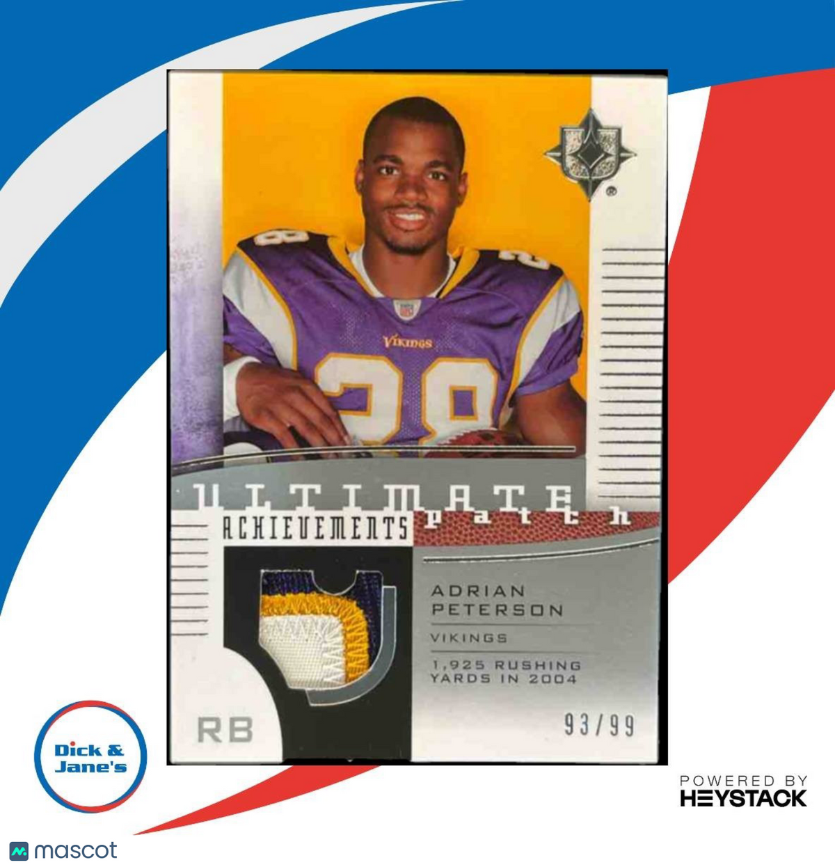 2007 Upper Deck Ultimate Collection Adrian Peterson Achievement Patches /99 RC