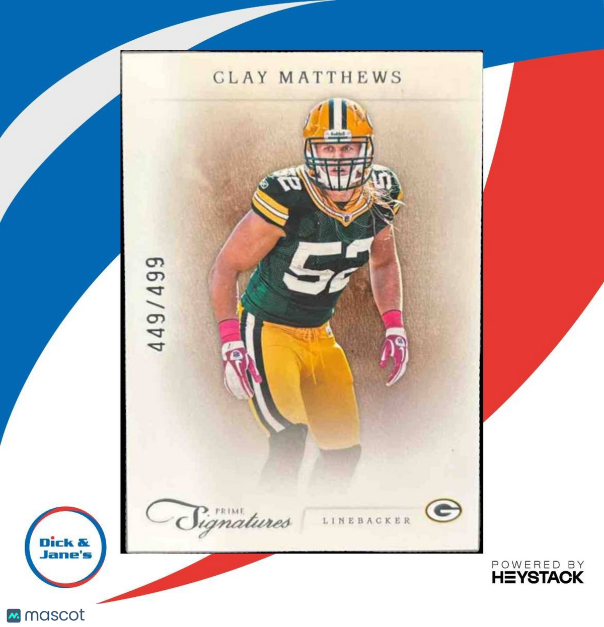 2011 Panini Prime Signatures Clay Matthews /499 #33 Green Bay Packers