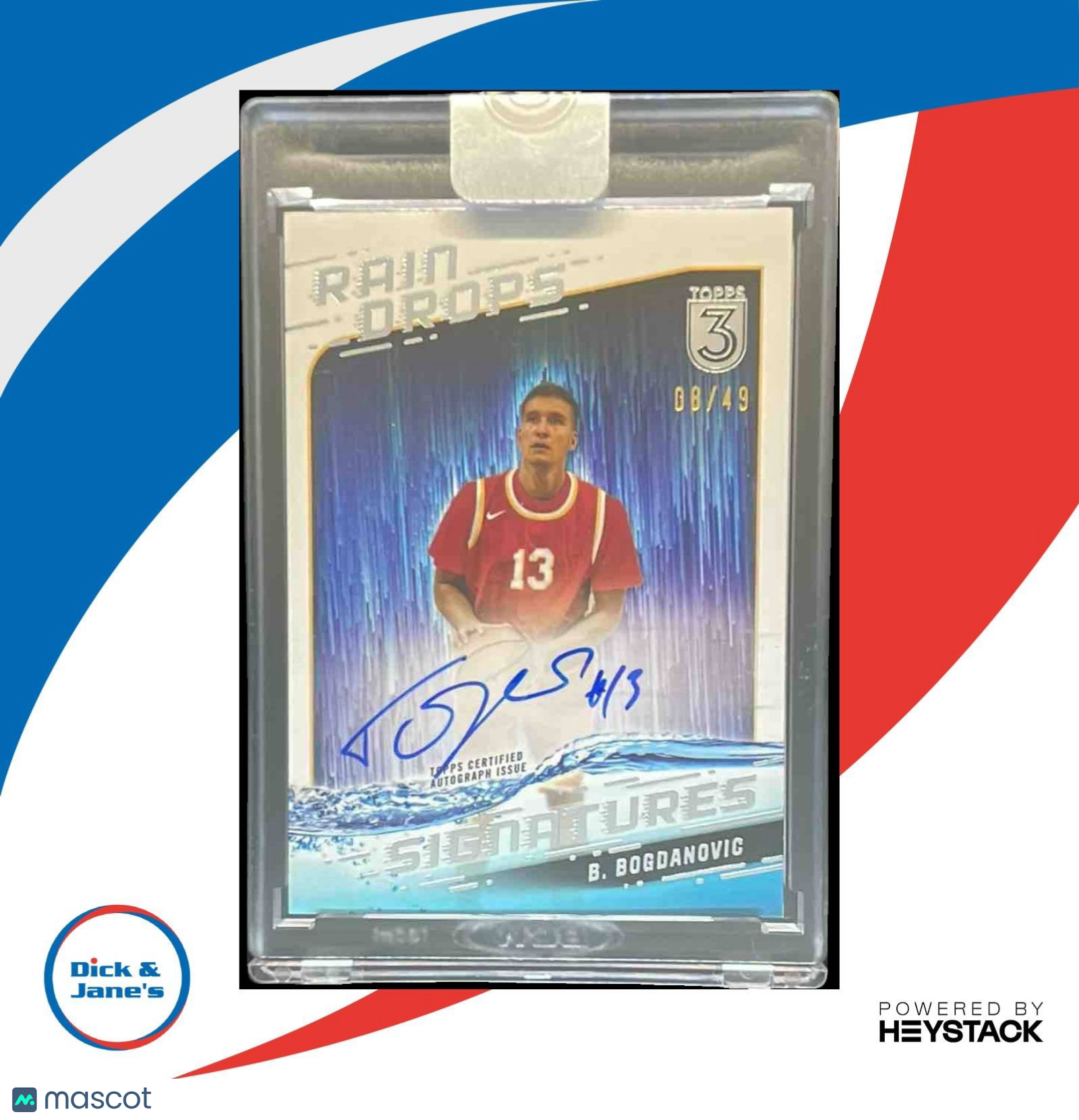 2023-24 Topps 3 Bogdan Bogdanovic Raindrops Signatures 8/49 #RS-BB Auto Hawks