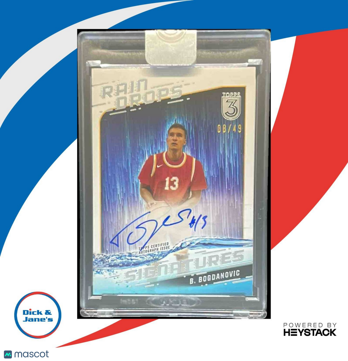 2023-24 Topps 3 Bogdan Bogdanovic Raindrops Signatures 8/49 #RS-BB Auto Hawks