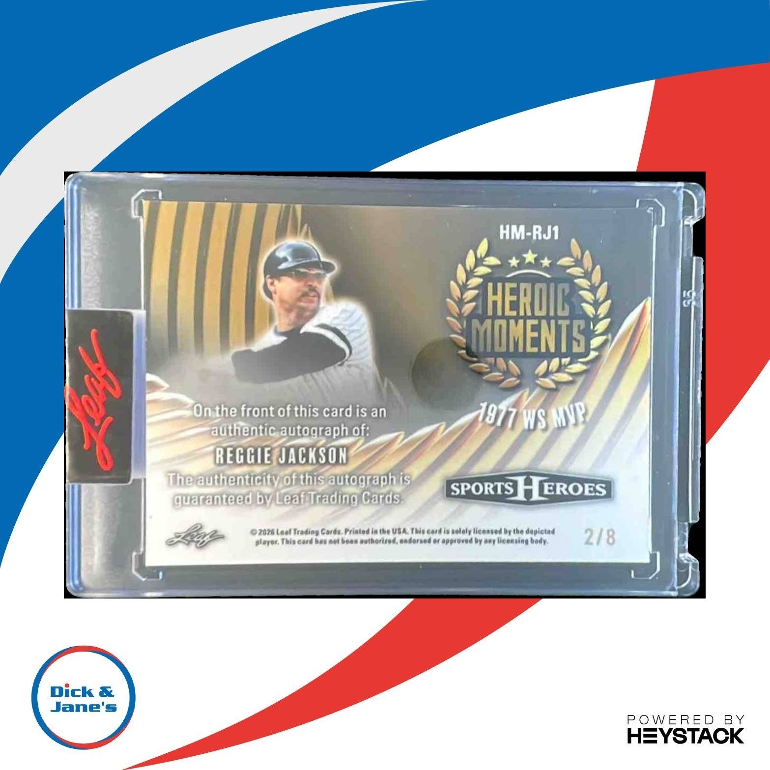 2026 Leaf Sports Heroes Reggie Jackson Heroic Moments Prismatic Purple 2/8 Auto