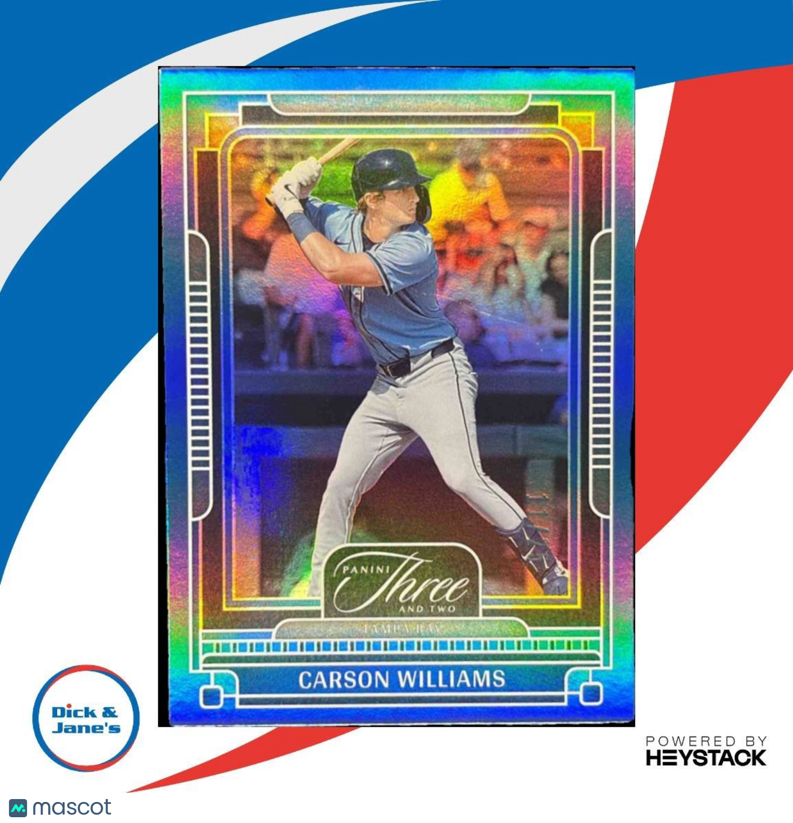 2025 Panini Three and Two Carson Williams Navy Blue /25 #105 Tampa Bay Rays