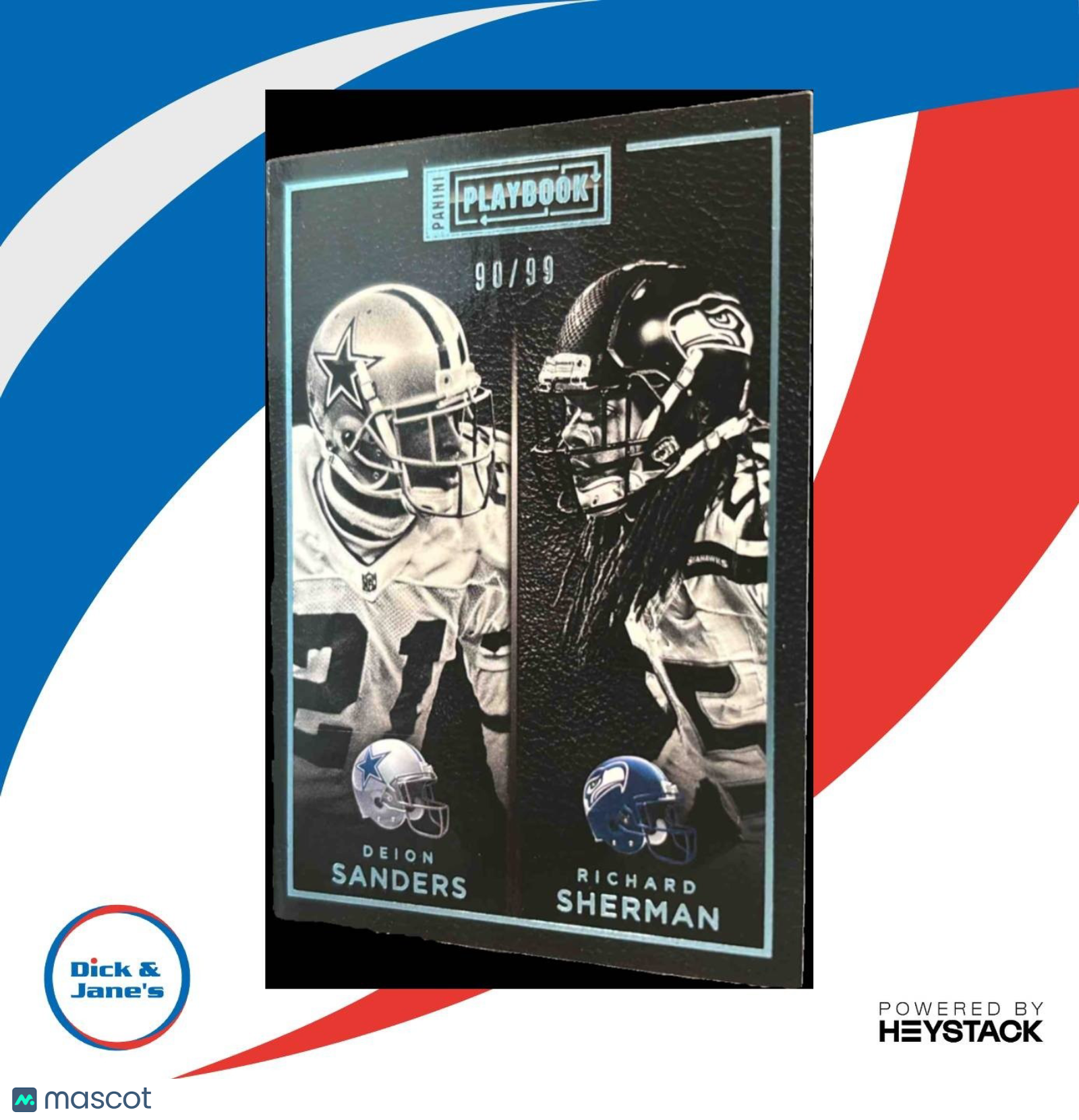 2015 Panini Playbook Deion Sanders Richard Sherman Platinum /99 #48 Broncos