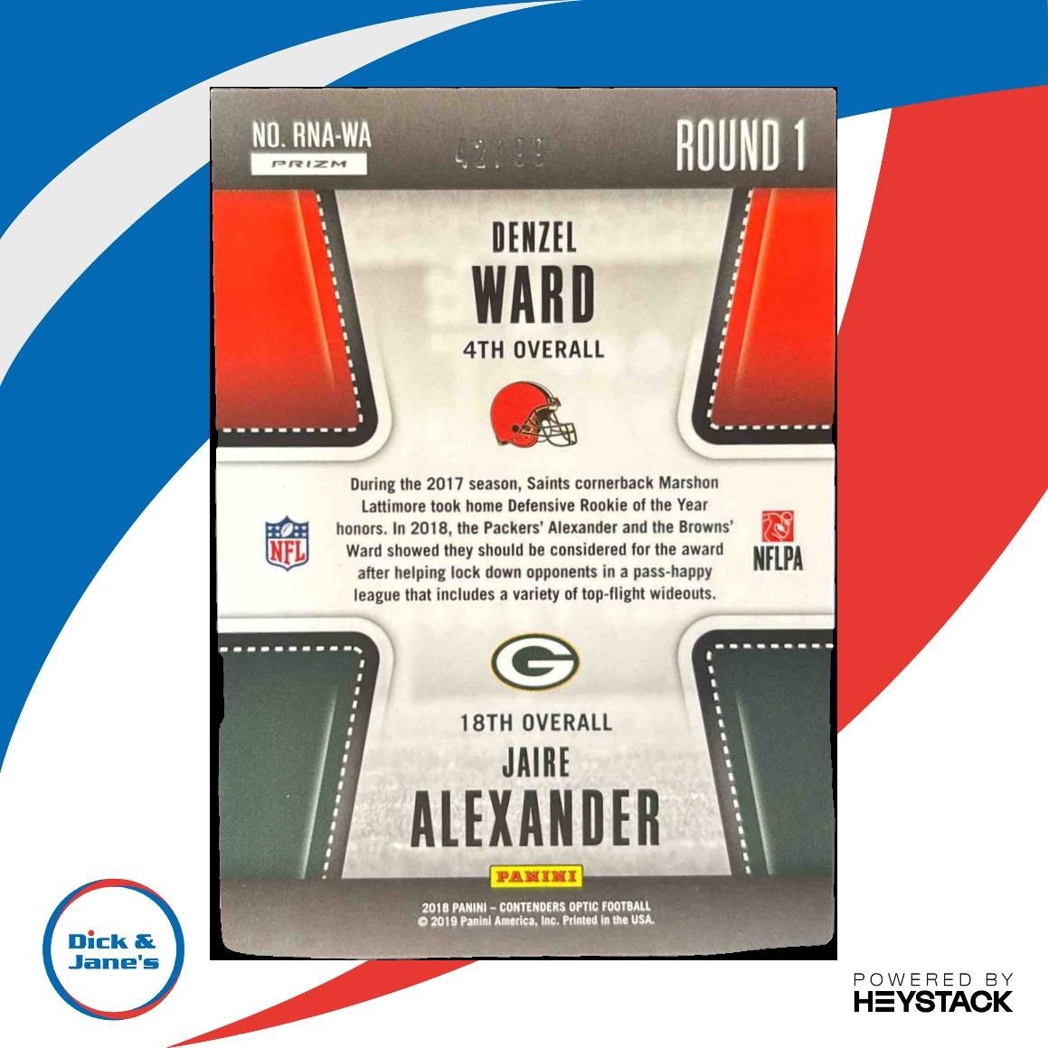 2018 Contenders Denzel Ward Jaire Alexander Round Numbers