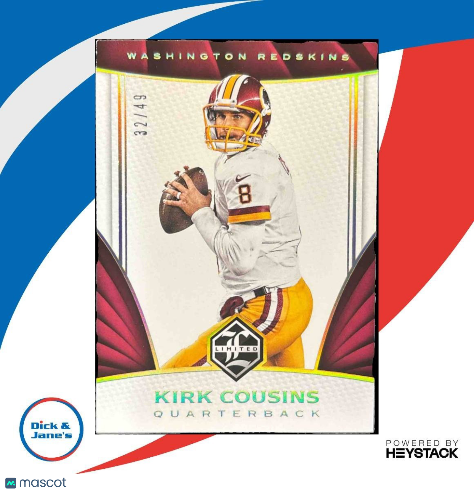 2016 Panini Limited Kirk Cousins Gold Spotlight 32/49 #54 Washington Redskins