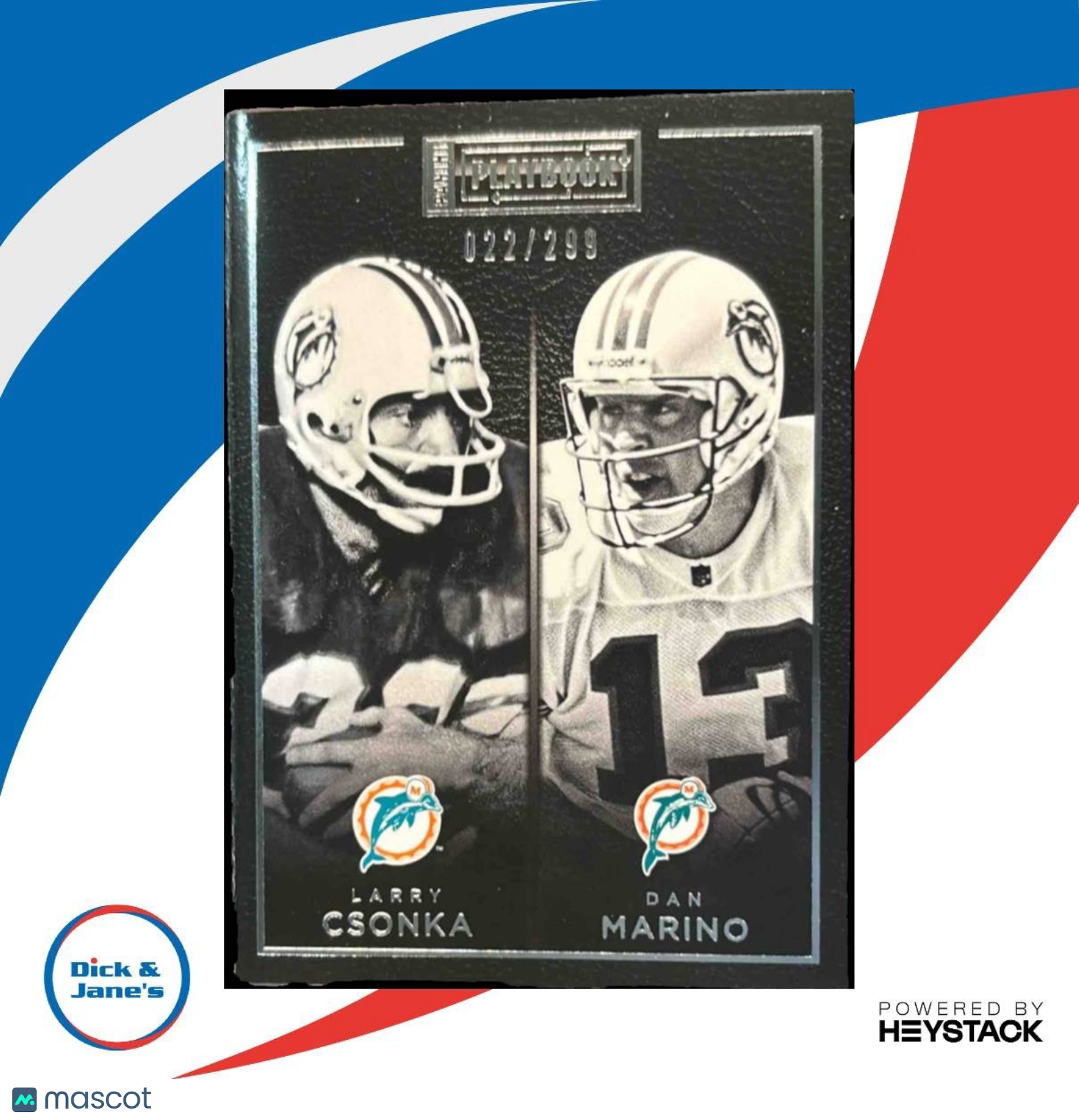 2015 Panini Playbook Dan Marino Larry Csonka 22/299 #44 Miami Dolphins
