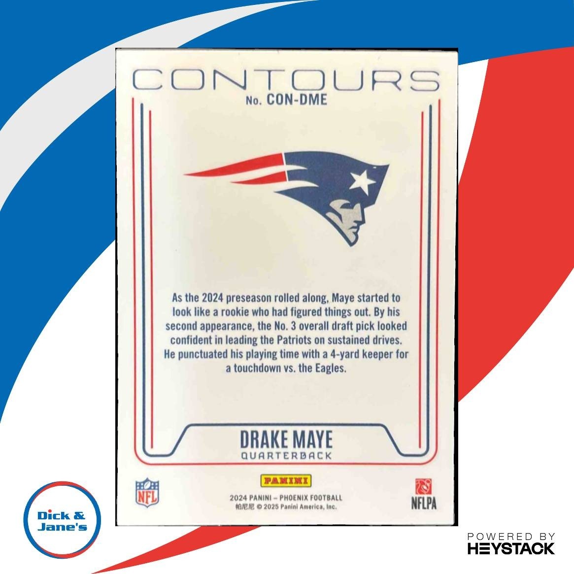 2024 Panini Phoenix Drake Maye Contours Hyper #CON-DME RC New England Patriots