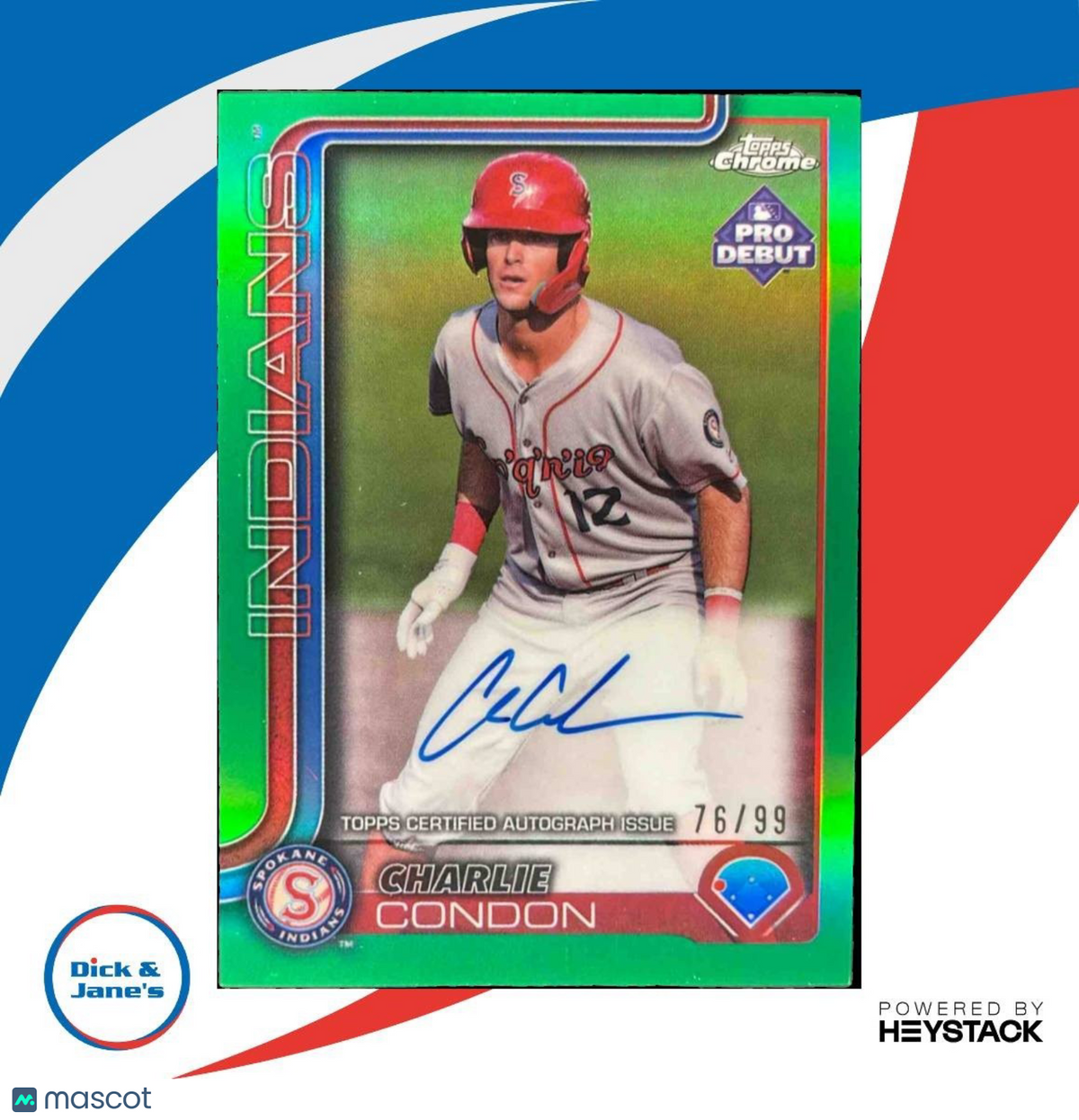 2025 Topps Pro Debut Charlie Condon Chrome Green Refractor /99 #PDC-64 Indians
