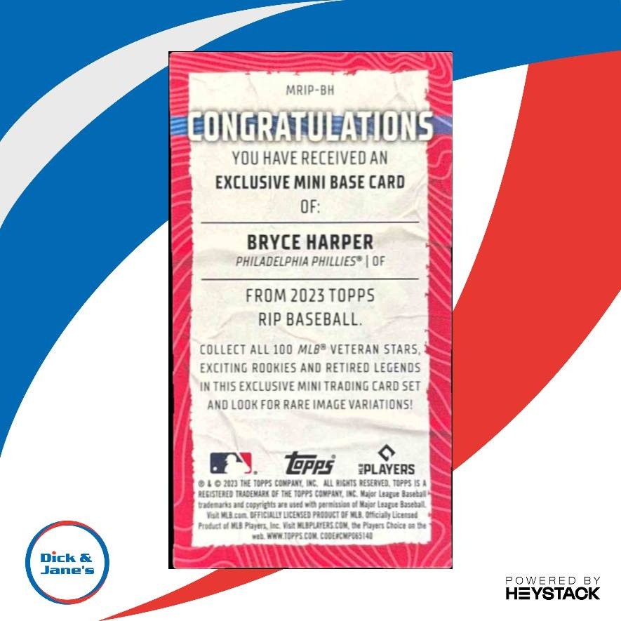 2023 Topps Rip Bryce Harper Mini Orange 6/60 #MRIP-BH Philadelphia Phillies
