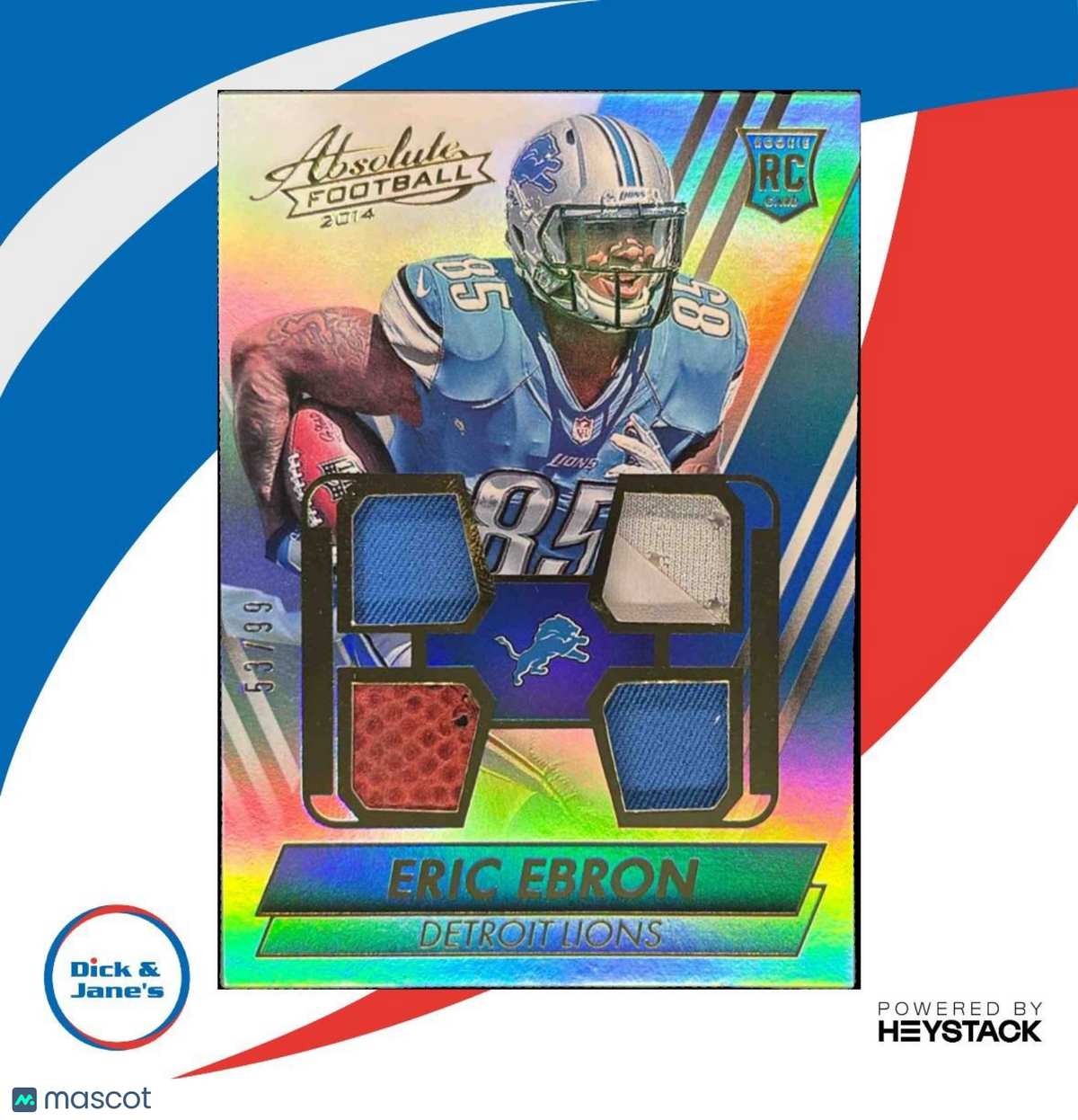 2014 Panini Absolute Eric Ebron Tools of the Trade Quad Jersey /99 RC Lions