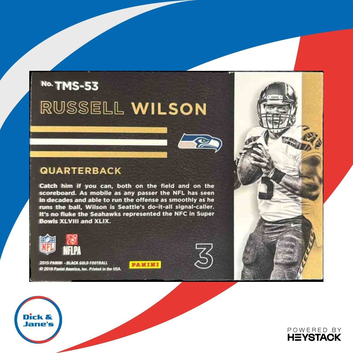 2015 Panini Black Gold Russell Wilson Team Symbols /149 #TMS-53 Seattle Seahawks