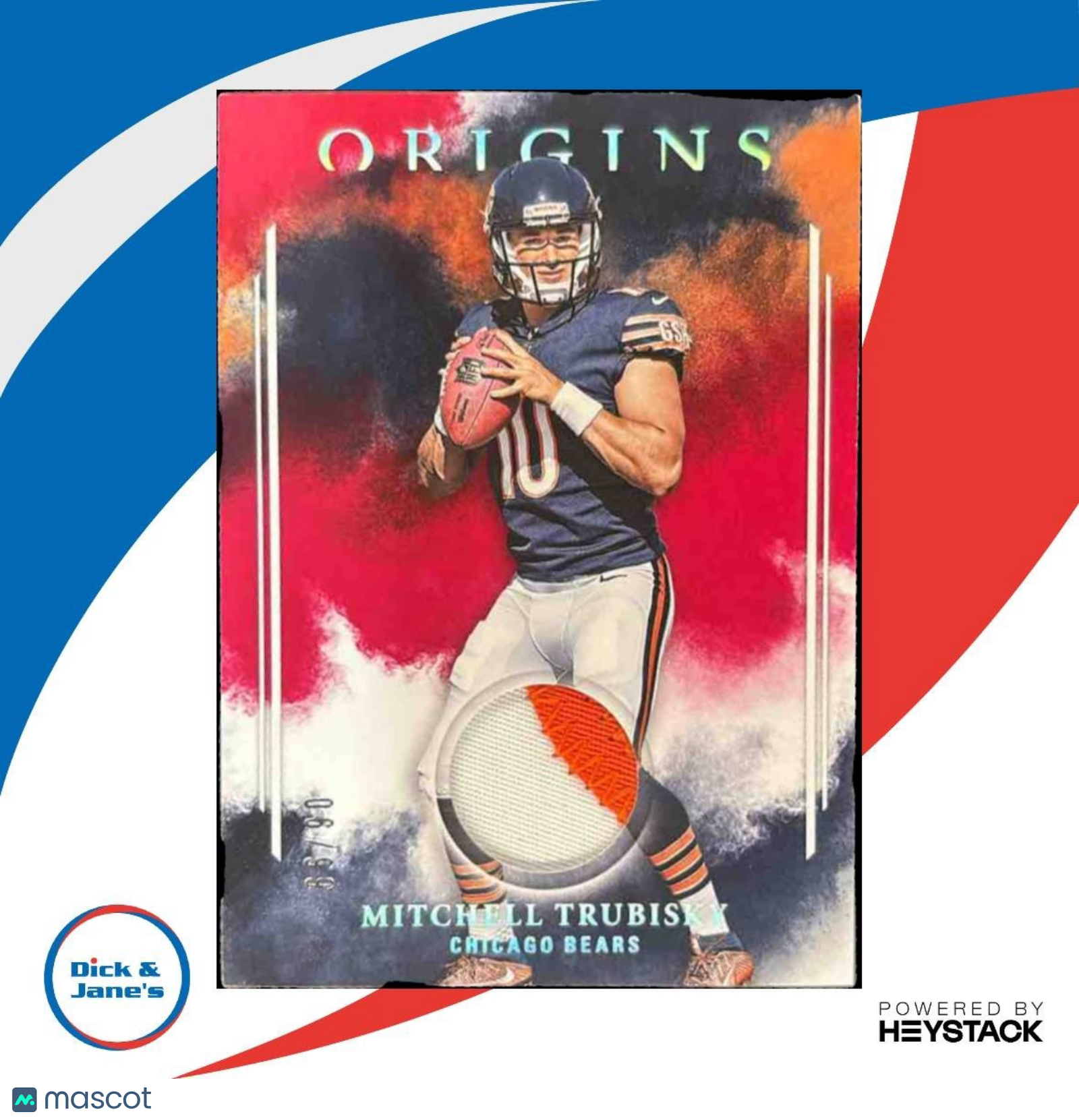 2017 Panini Origins Mitchell Trubisky Rookie Patches Red /99 RC Chicago Bears