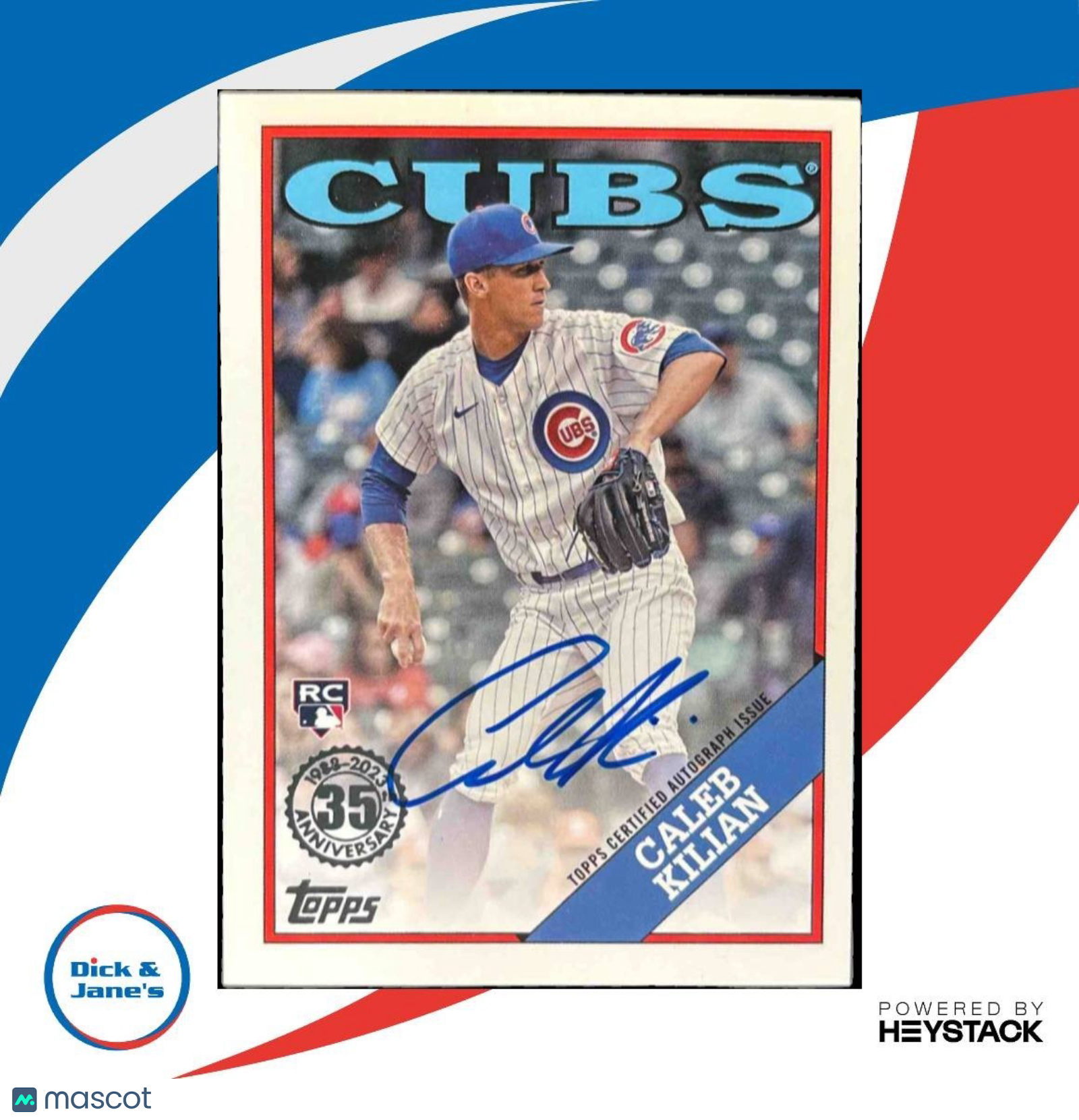 2023 Topps Caleb Kilian 1988 Baseball 35th Anniversary Auto RC Chicago Cubs