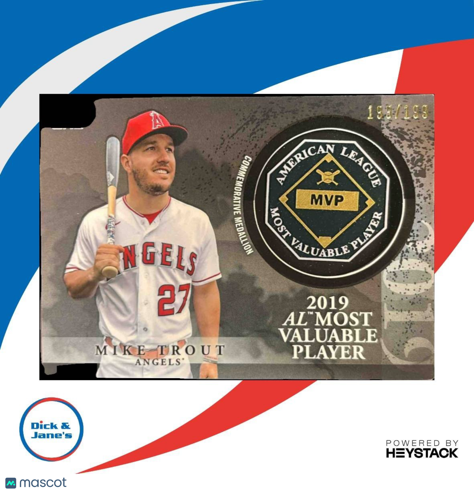 2023 Topps Update Mike Trout MVP Medallion Black 199/199 BOOK END Angels