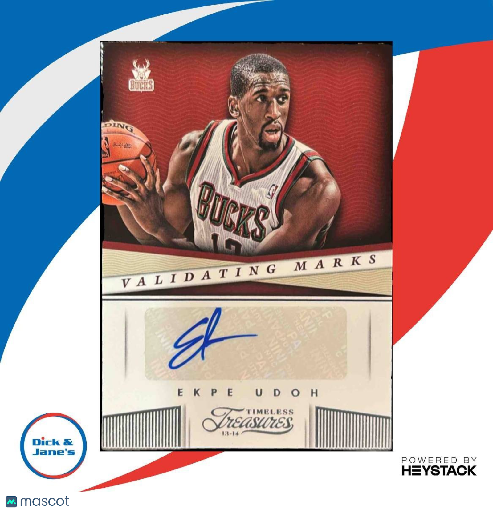 2013-14 Panini Timeless Treasures Ekpe Udoh Validating Marks #22 Auto Bucks
