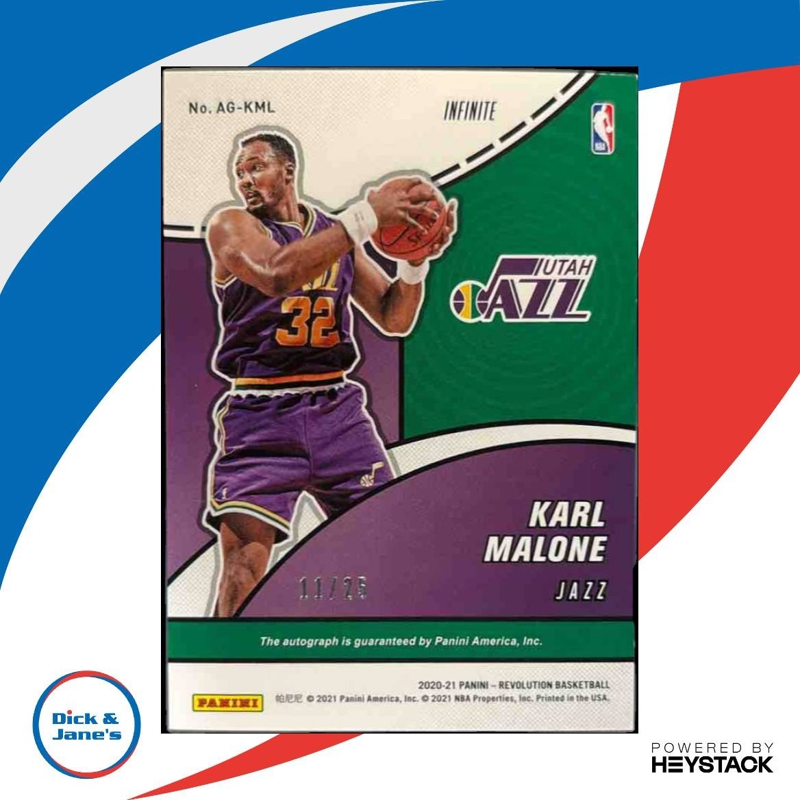 2020-21 Panini Revolution Karl Malone Auto Infinite /25 Utah Jazz