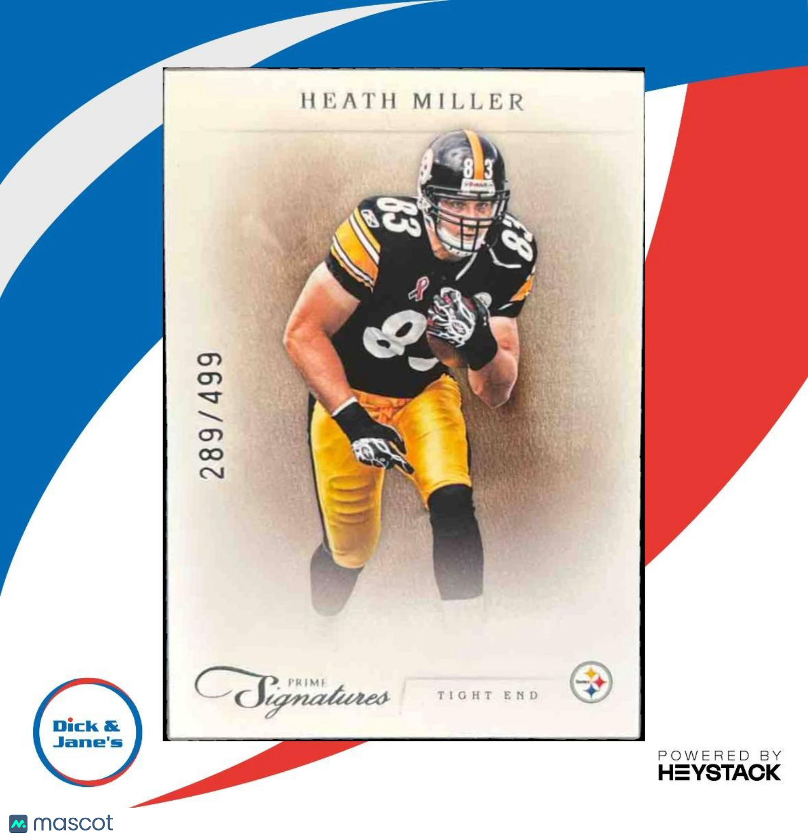 2011 Panini Prime Signatures Heath Miller /499 #74 Pittsburgh Steelers