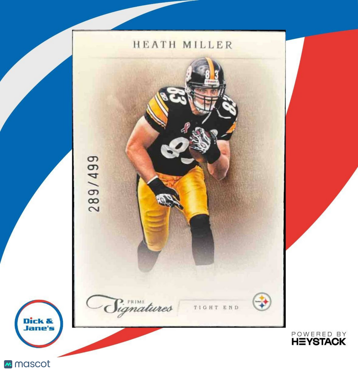 2011 Panini Prime Signatures Heath Miller /499 #74 Pittsburgh Steelers