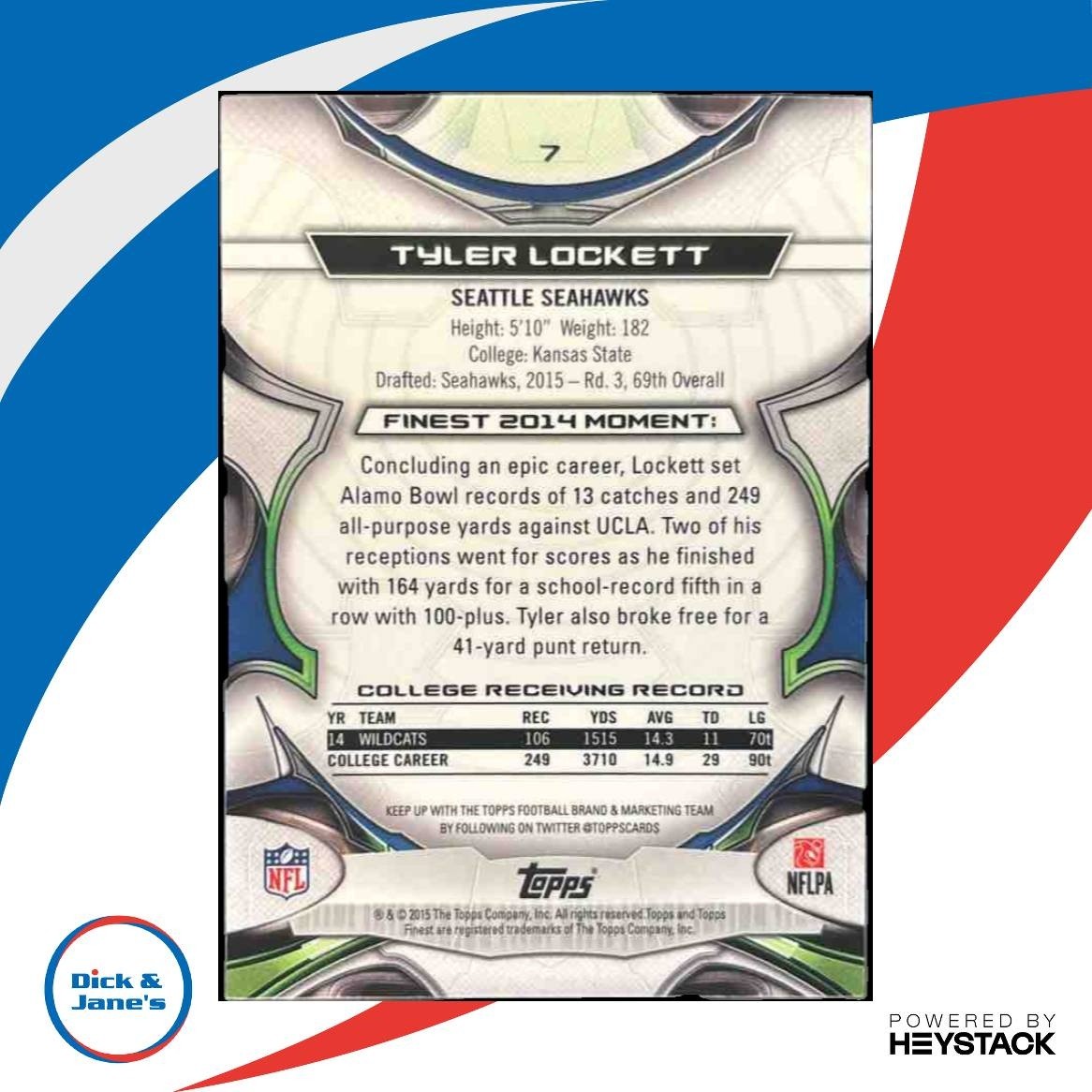 2015 Topps Finest Tyler Lockett #7 RC Seattle Seahawks
