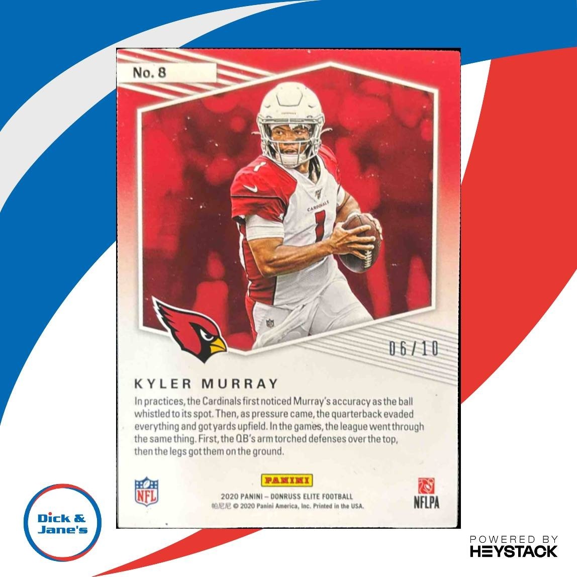 2020 Panini Donruss Elite Kyler Murray Dual Threats Blue /10 #8 Arizona Cardinal
