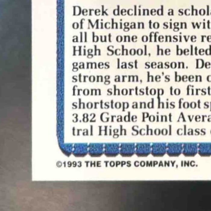 1993 Topps Derek Jeter #98 RC New York Yankees