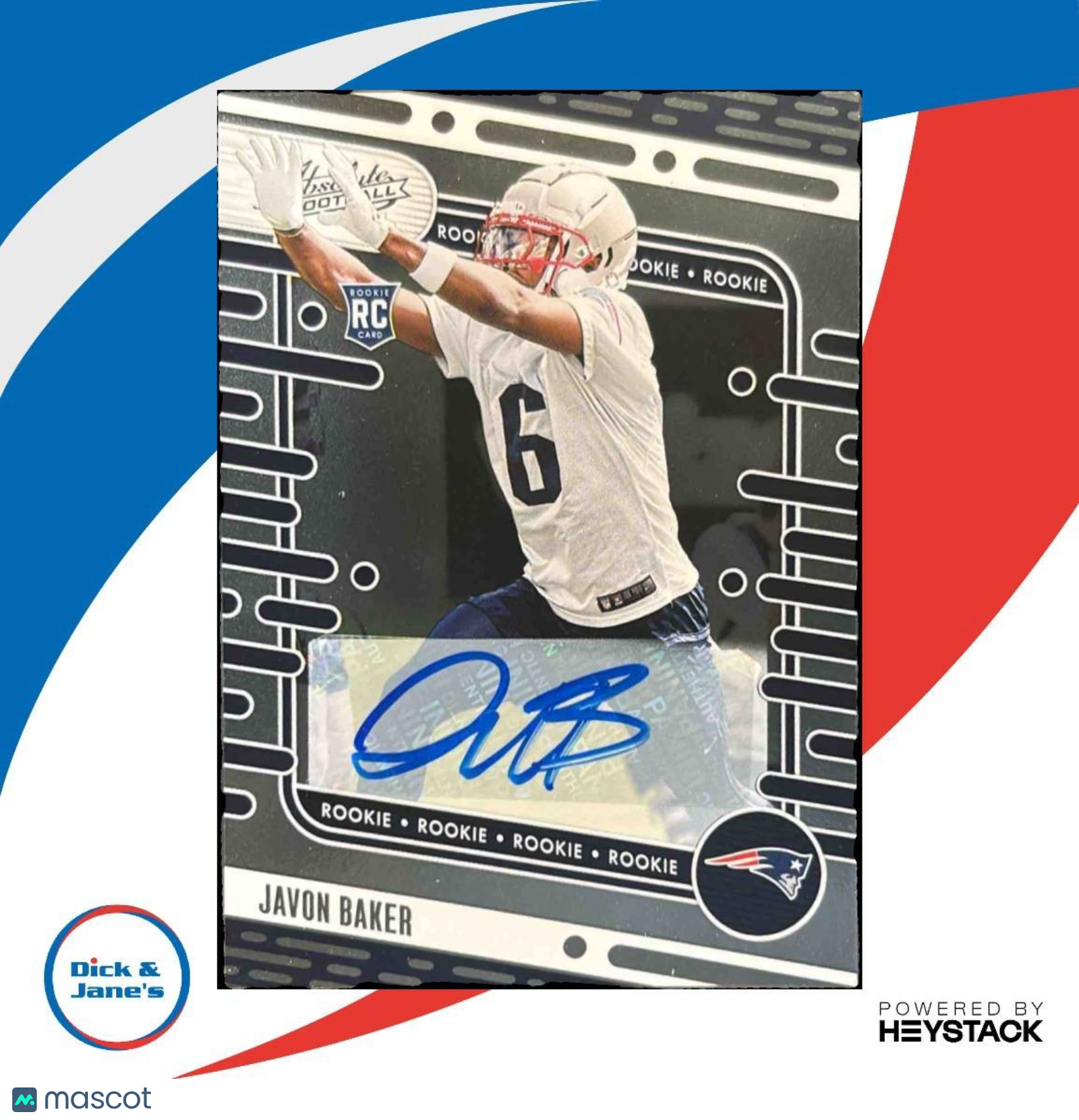 2024 Panini Absolute Javon Baker Signature #180 RC Auto New England Patriots