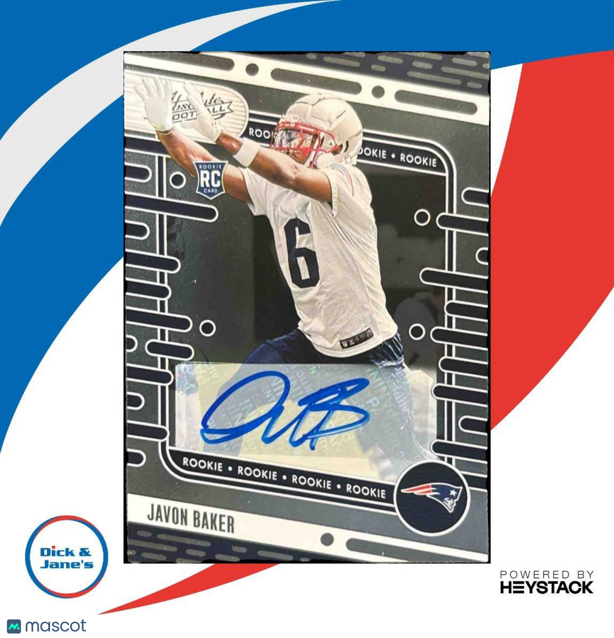 2024 Panini Absolute Javon Baker Signature #180 RC Auto New England Patriots
