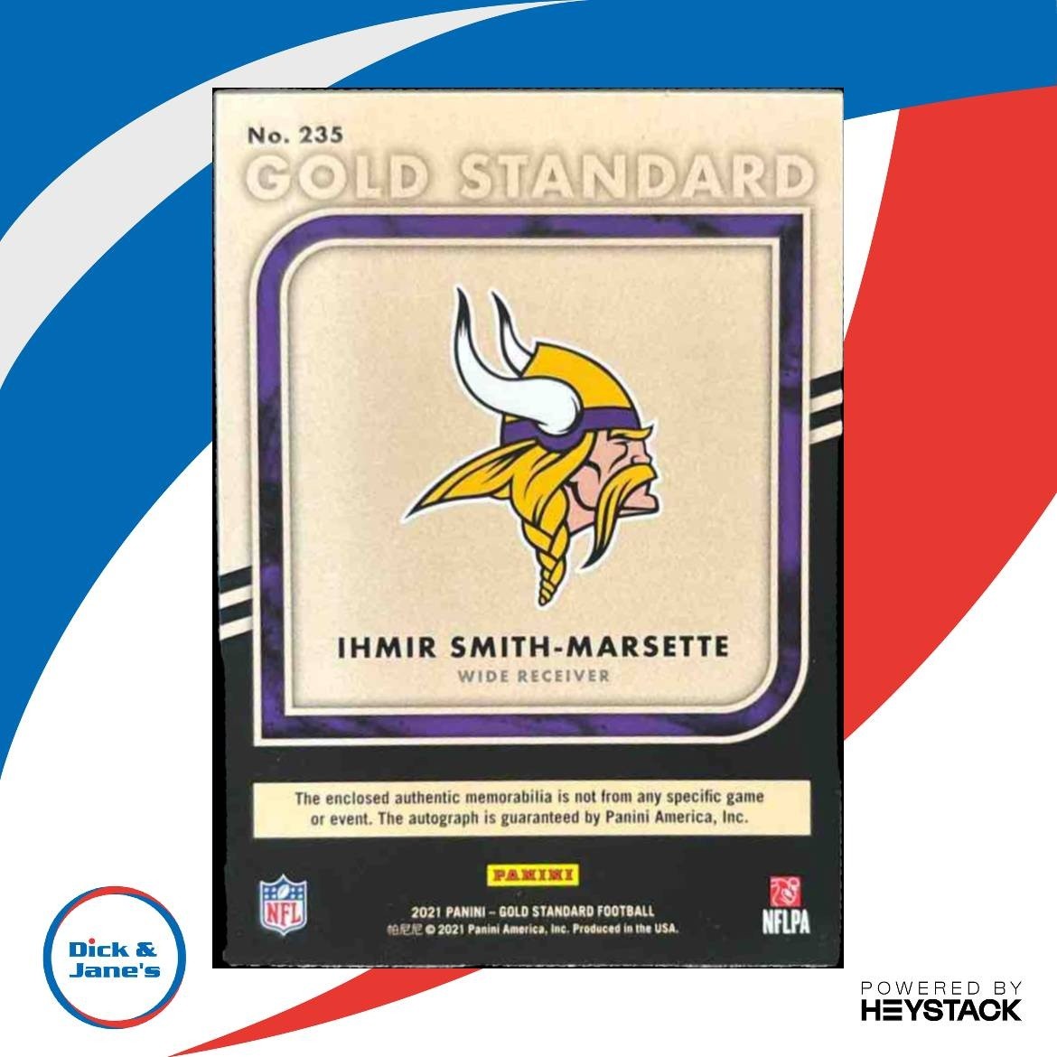 2021 Gold Standard Ihmir Smith-Marsette Patch Auto /149 MEM RC Minnesota Vikings