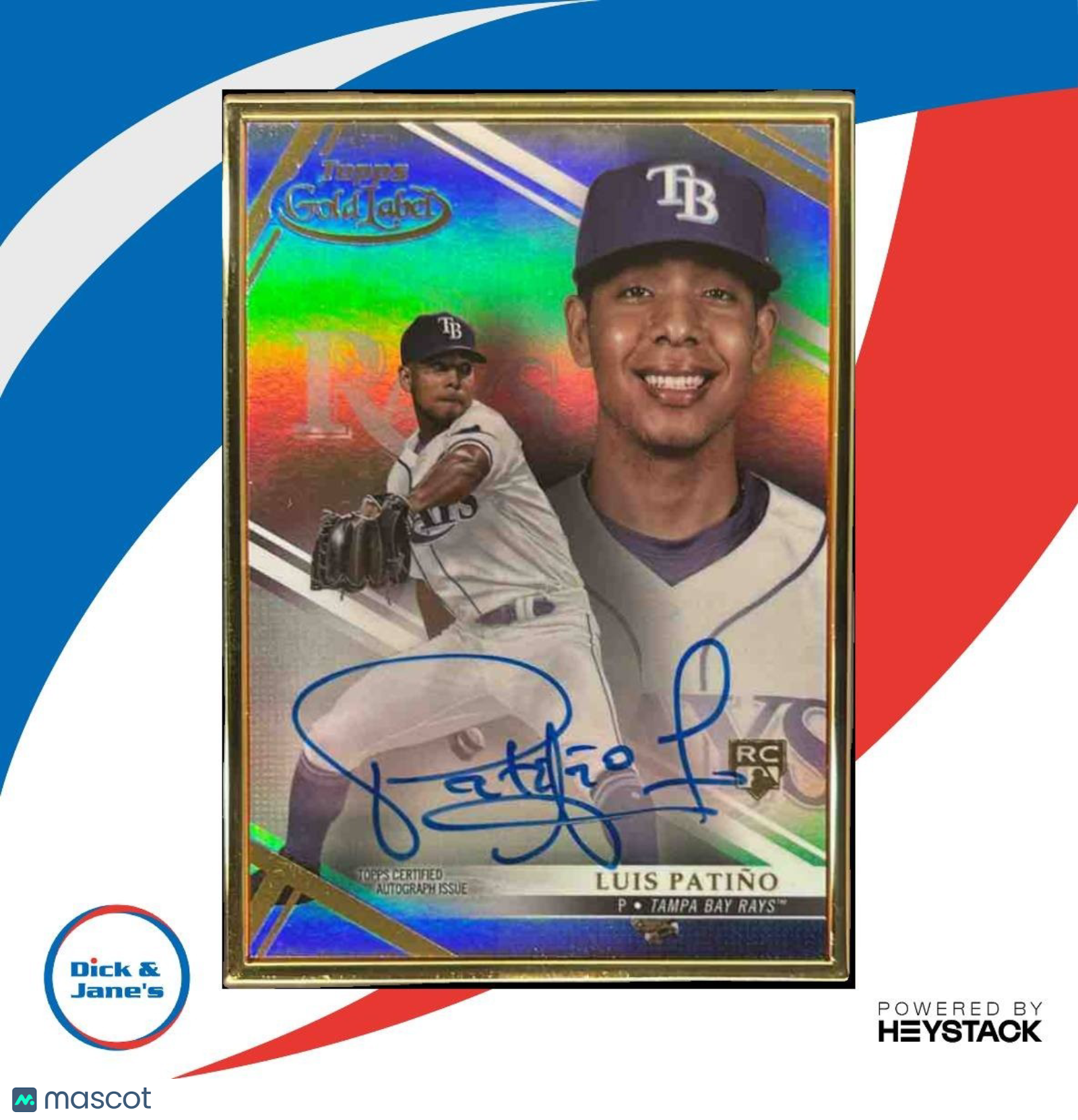 2021 Topps Gold Label Luis Patino Framed Auto RC Tampa Bay Rays
