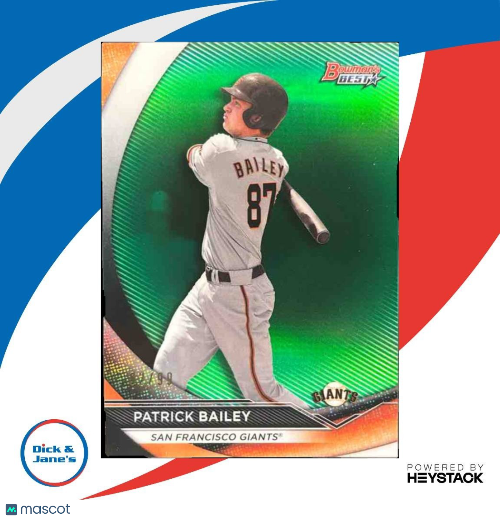 2020 Bowman's Best Patrick Bailey Top Prospects Green /99 San Francisco Giants