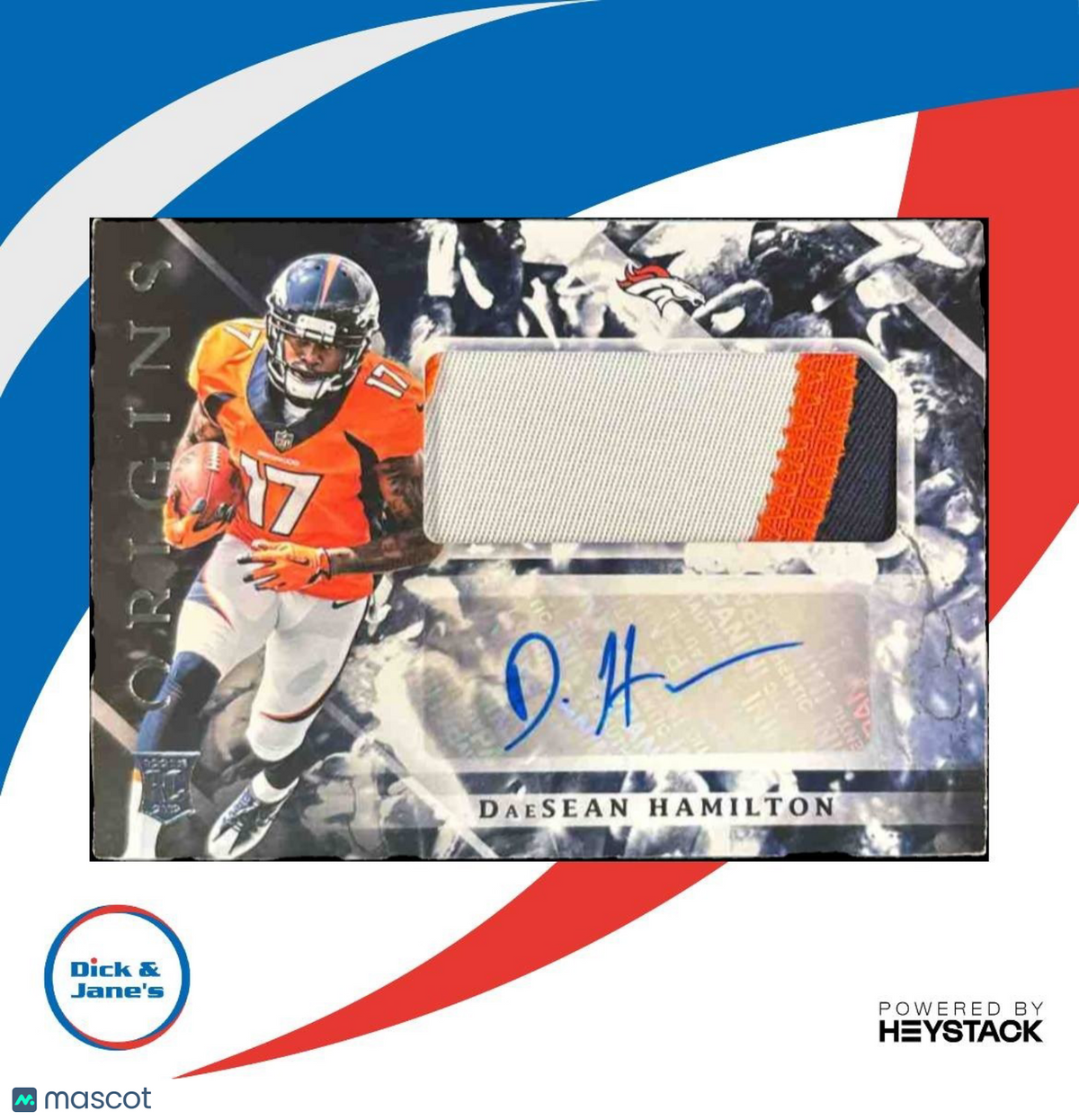 2018 Panini Origins DaeSean Hamilton #128 RC Auto Denver Broncos