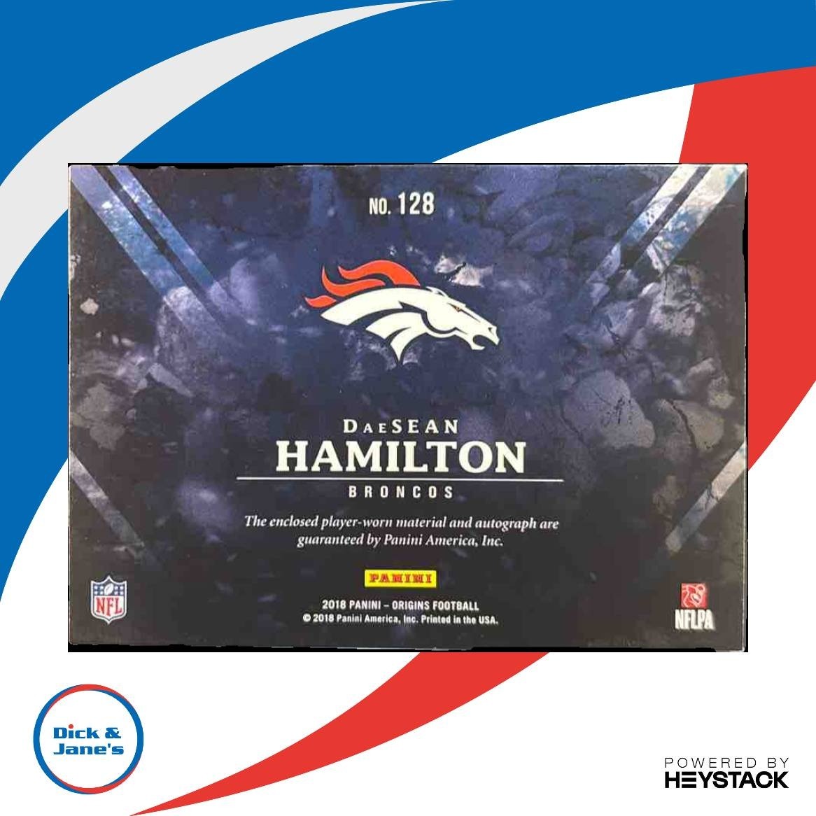 2018 Panini Origins DaeSean Hamilton #128 RC Auto Denver Broncos