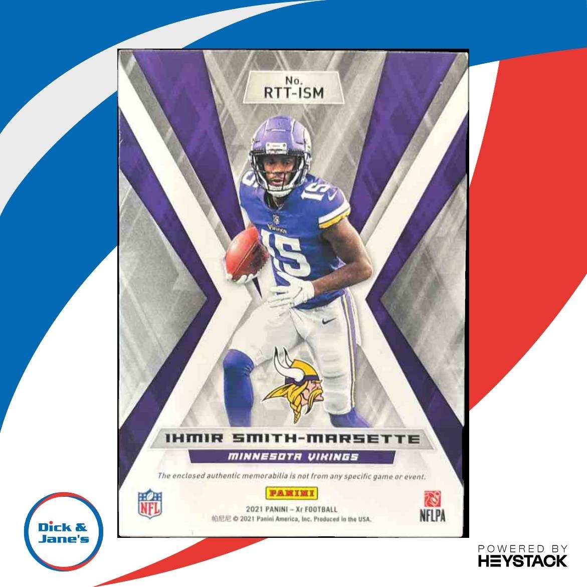 2021 Panini XR Ihmir Smith-Marsette Rookie Tri Patch /75 RC Minnesota Vikings