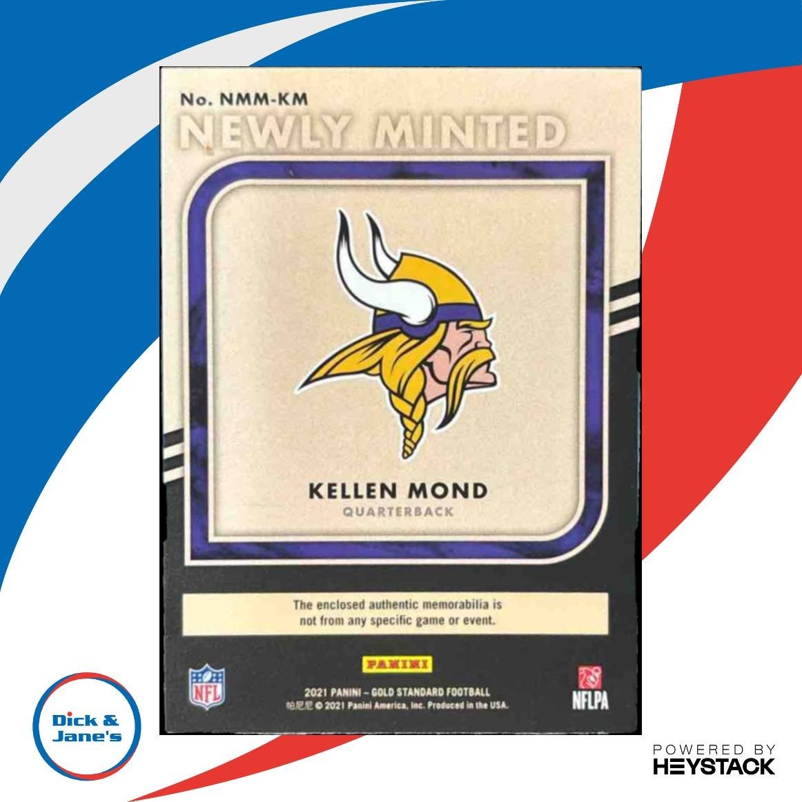 2021 Gold Standard Kellen Mond Newly Minted Patch /299 MEM RC Minnesota Vikings