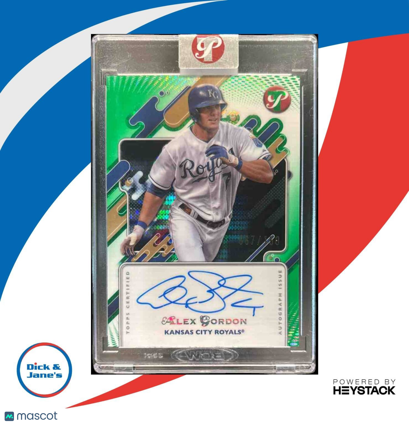 2025 Topps Pristine Alex Gordon Auto Green Refractor /150 Kansas City Royals