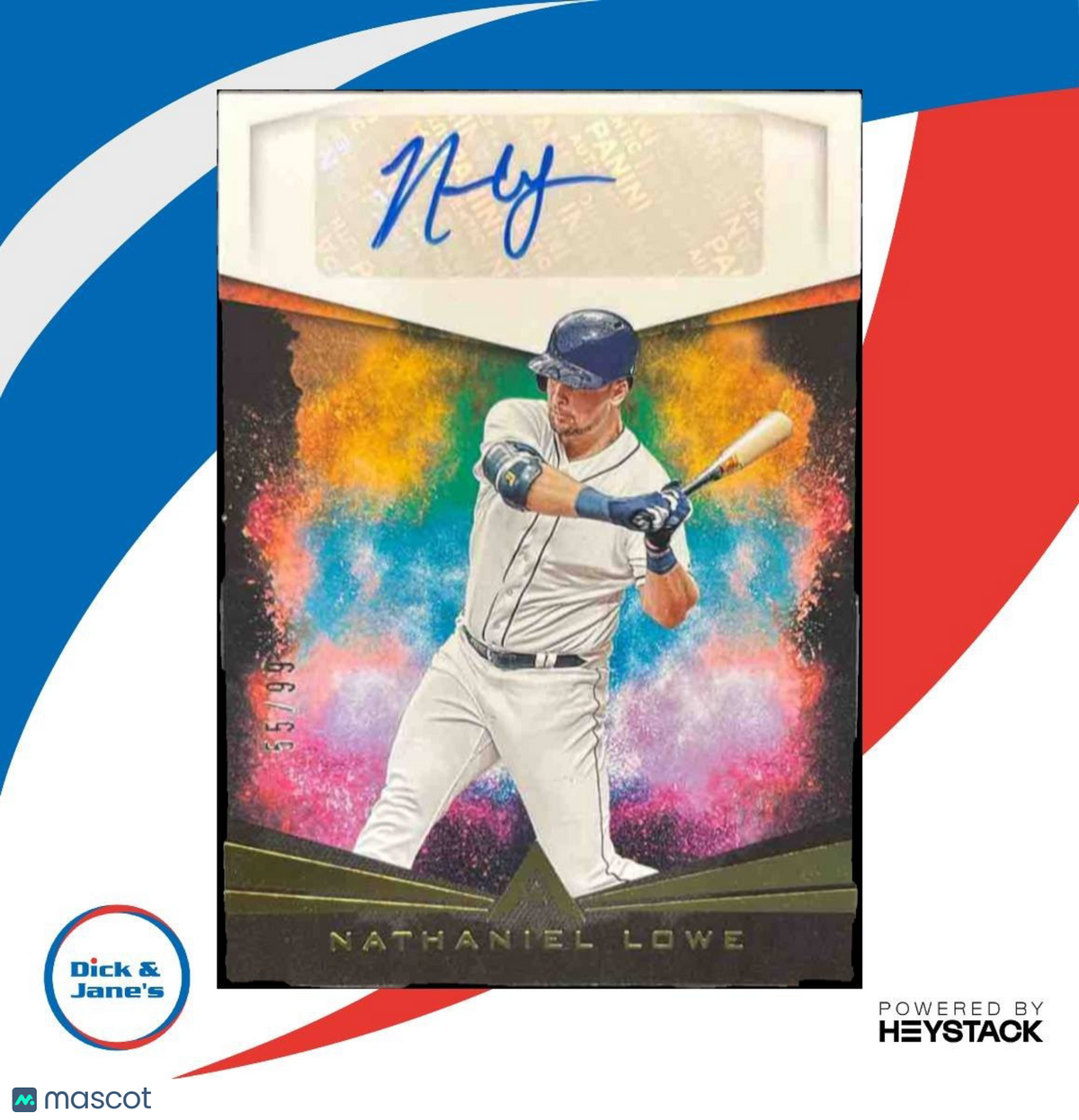 2020 Panini Chronicles Nathaniel Lowe Ascension Auto Gold /99 Tampa Bay Rays