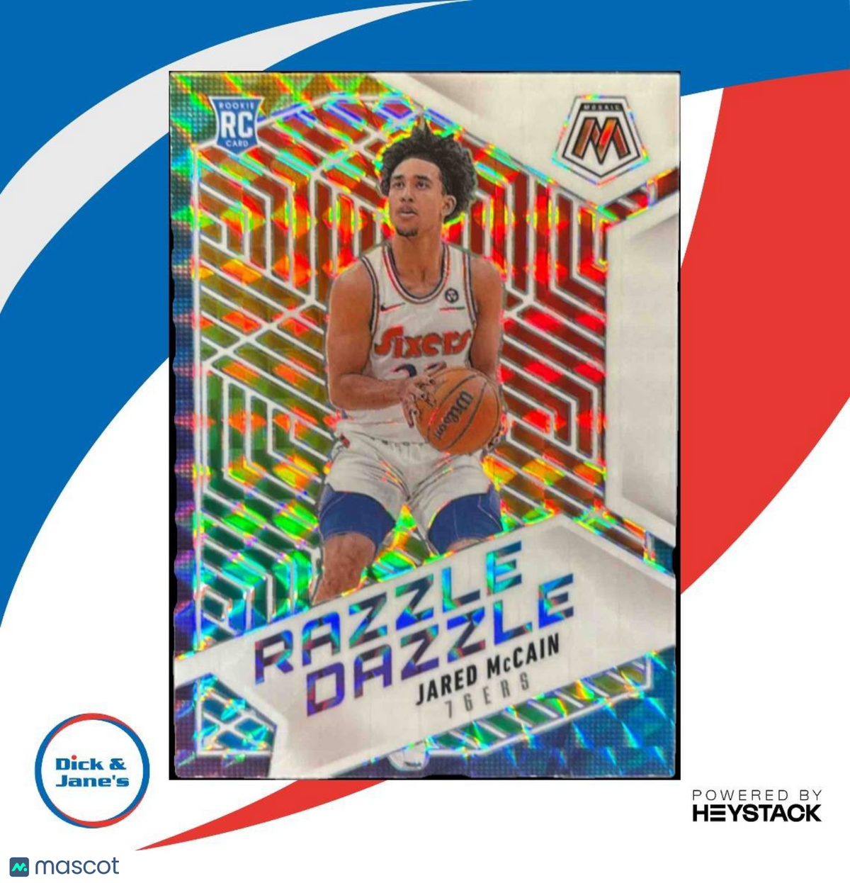 2024-25 Panini Mosaic Jared McCain Razzle Dazzle #15 RC Philadelphia 76ers