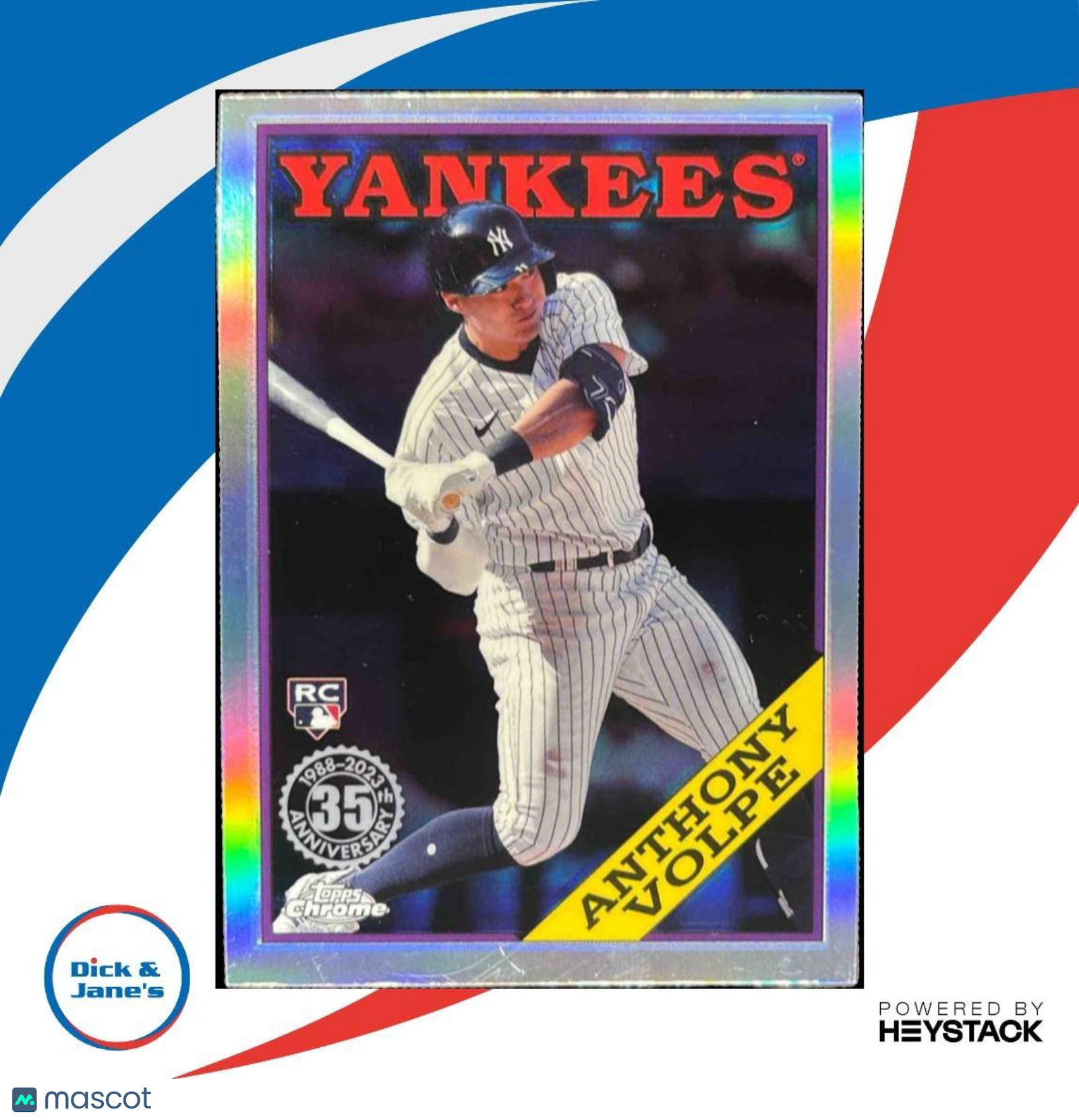 2023 Topps Chrome Update Anthony Volpe 1988 Baseball RC New York Yankees